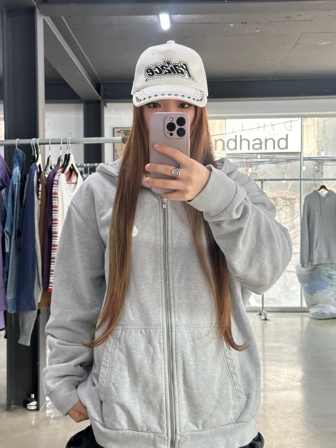 팔라스 22SS 스터드 데님 드러커 캡 화이트 상품이미지3