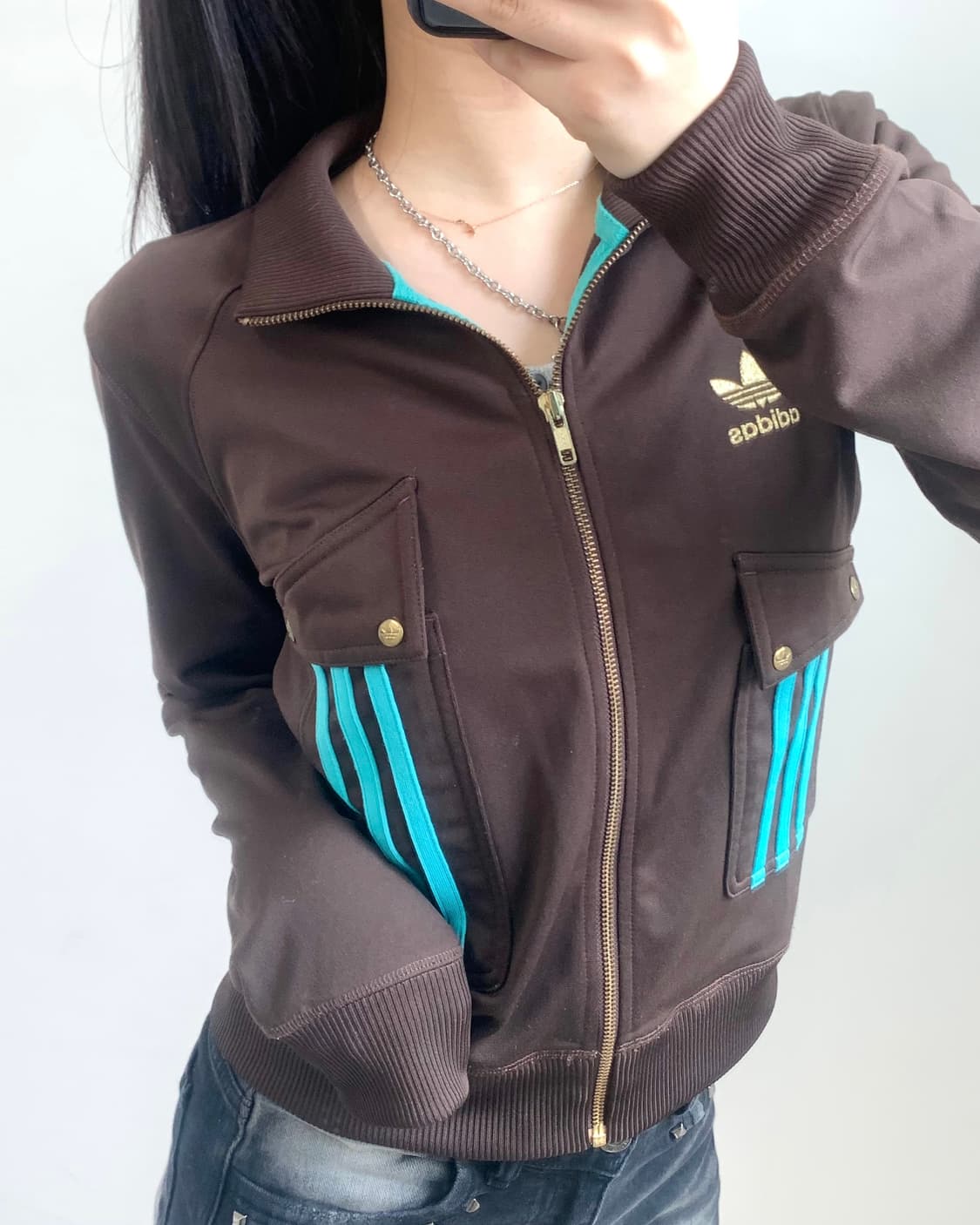 Adidas 아디다스 딥브라운-민트 포켓 트랙탑  상품이미지3