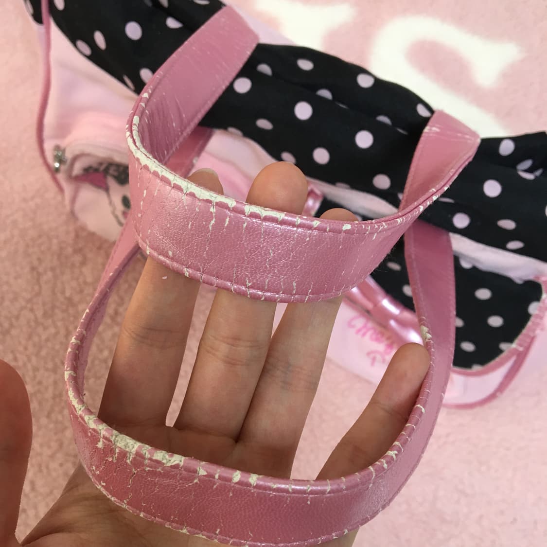 메조피아노 빈티지 도트 핑크 리본 숄더백 헤이세이 히메갸루 라떼갸루 상품이미지2