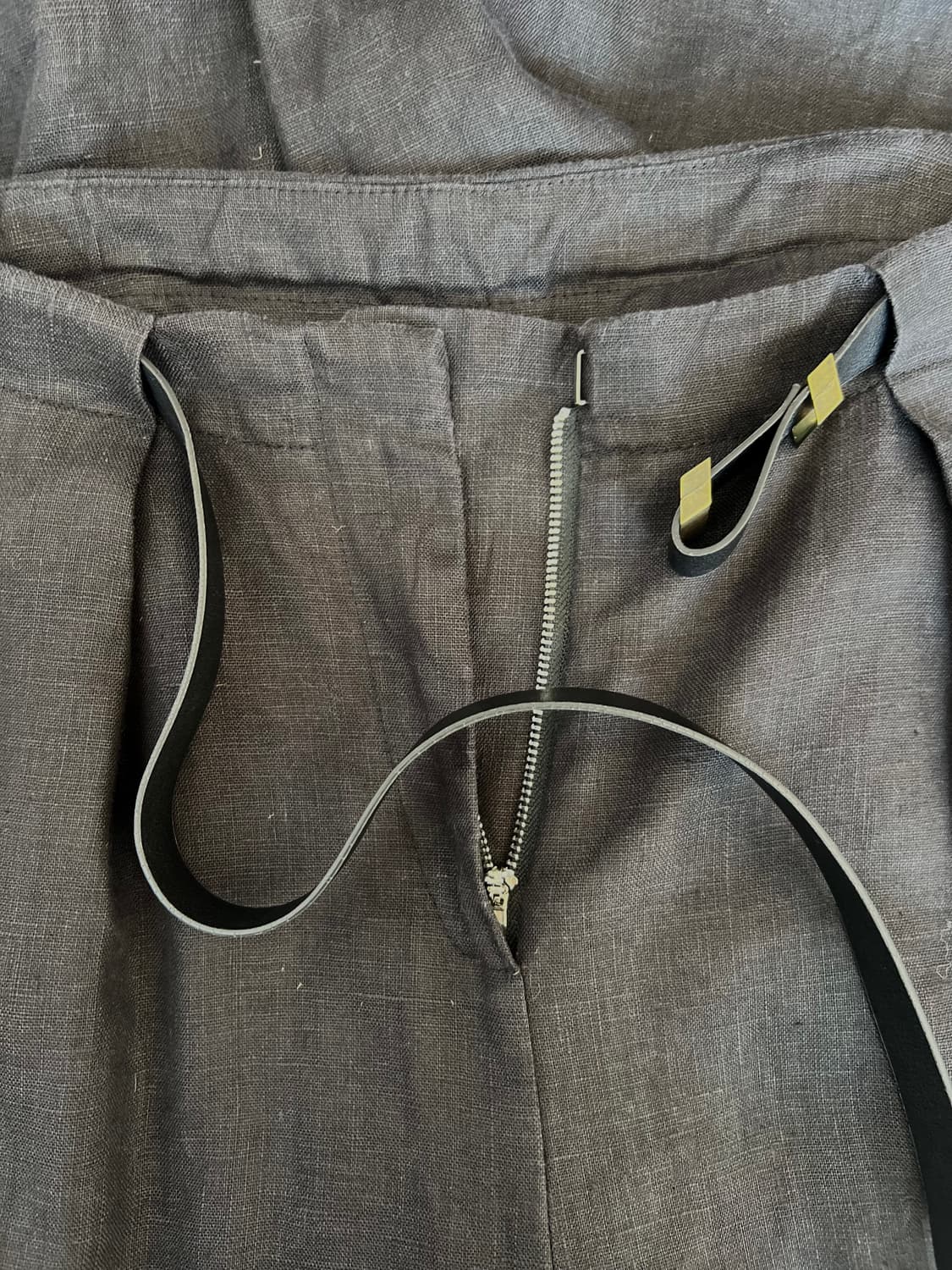 쇼핑몰 여성 블랙 린넨바지 세미와이드핏팬츠 상품이미지6