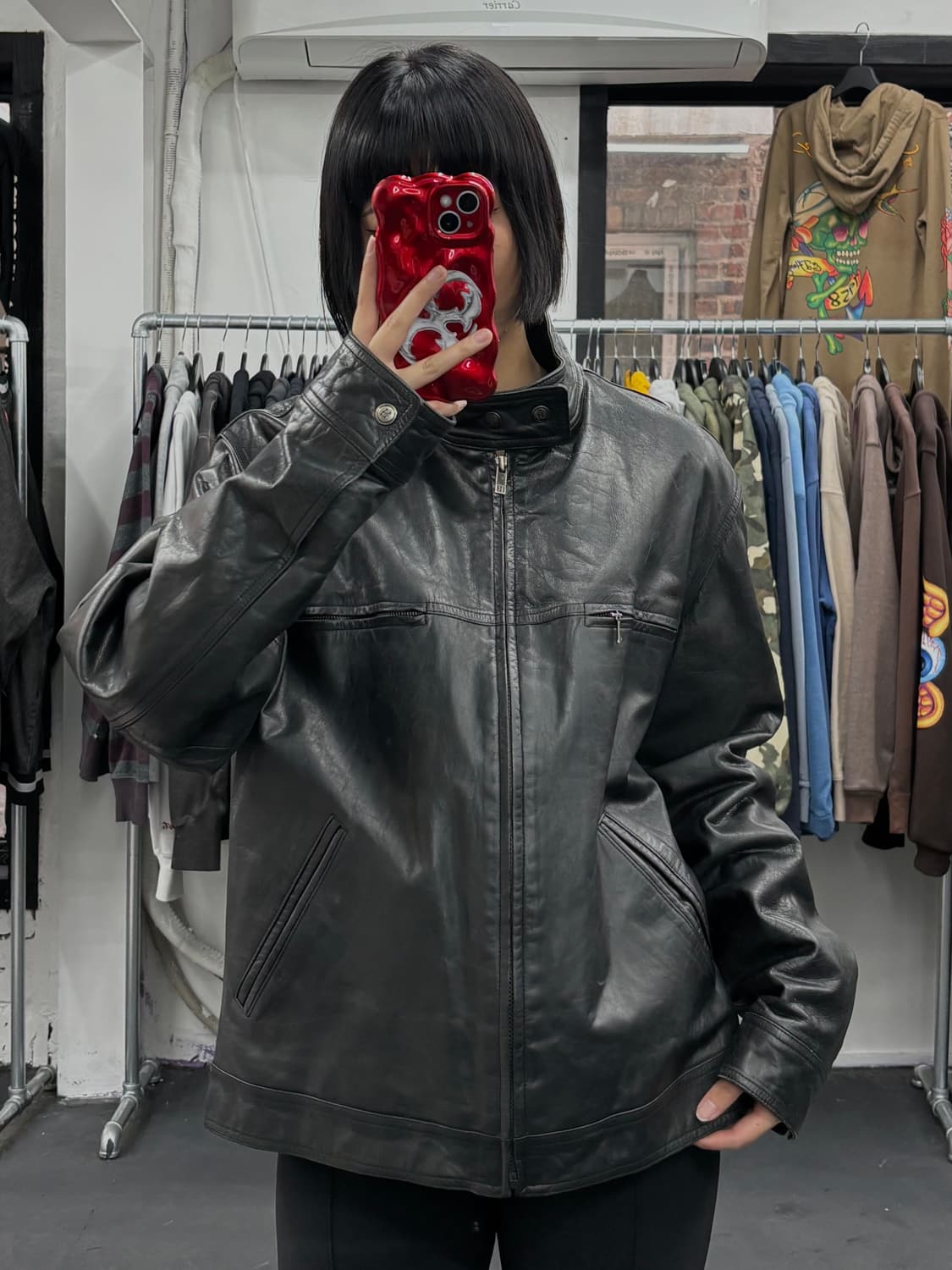 타미 힐피거 제뉴인 레더 바이커 자켓 상품이미지3