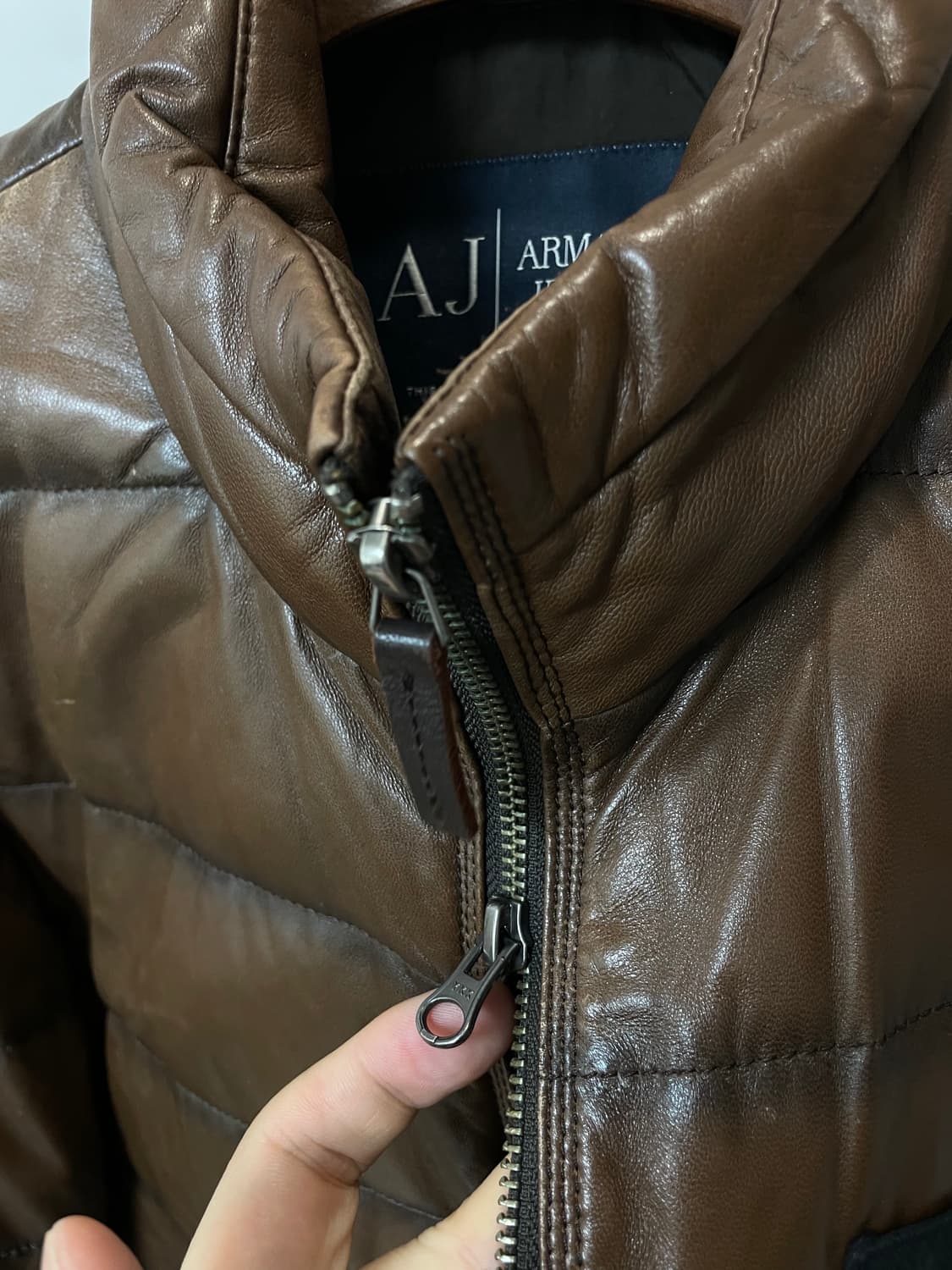 (M) Armani Jeans 아르마니 진스 브라운 투웨이 양가죽 패딩 상품이미지2