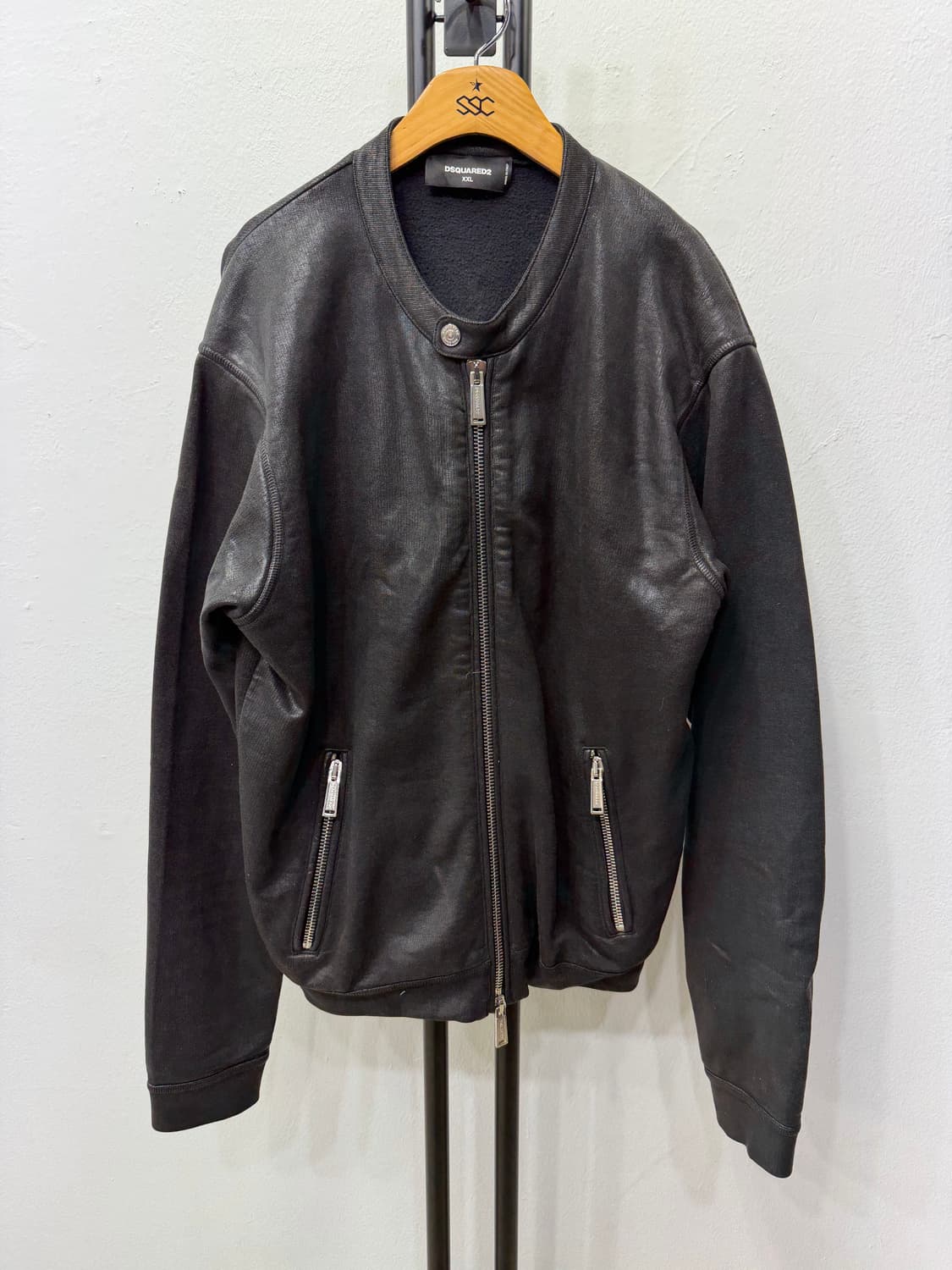 정품) 디스퀘어드2  블랙 코팅 라이더 자켓 XXL  상품이미지2