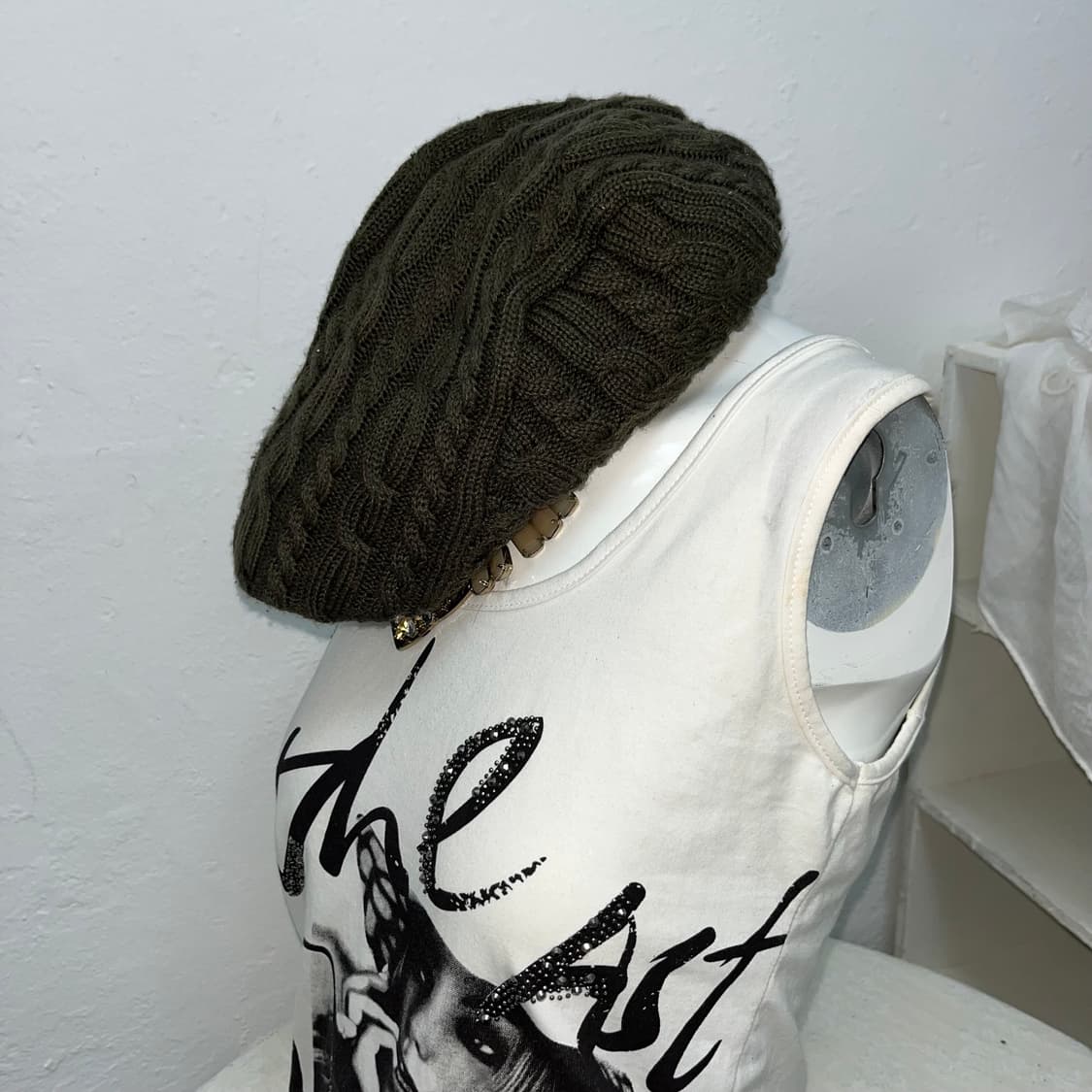 카키 니트 헌팅캡 상품이미지1