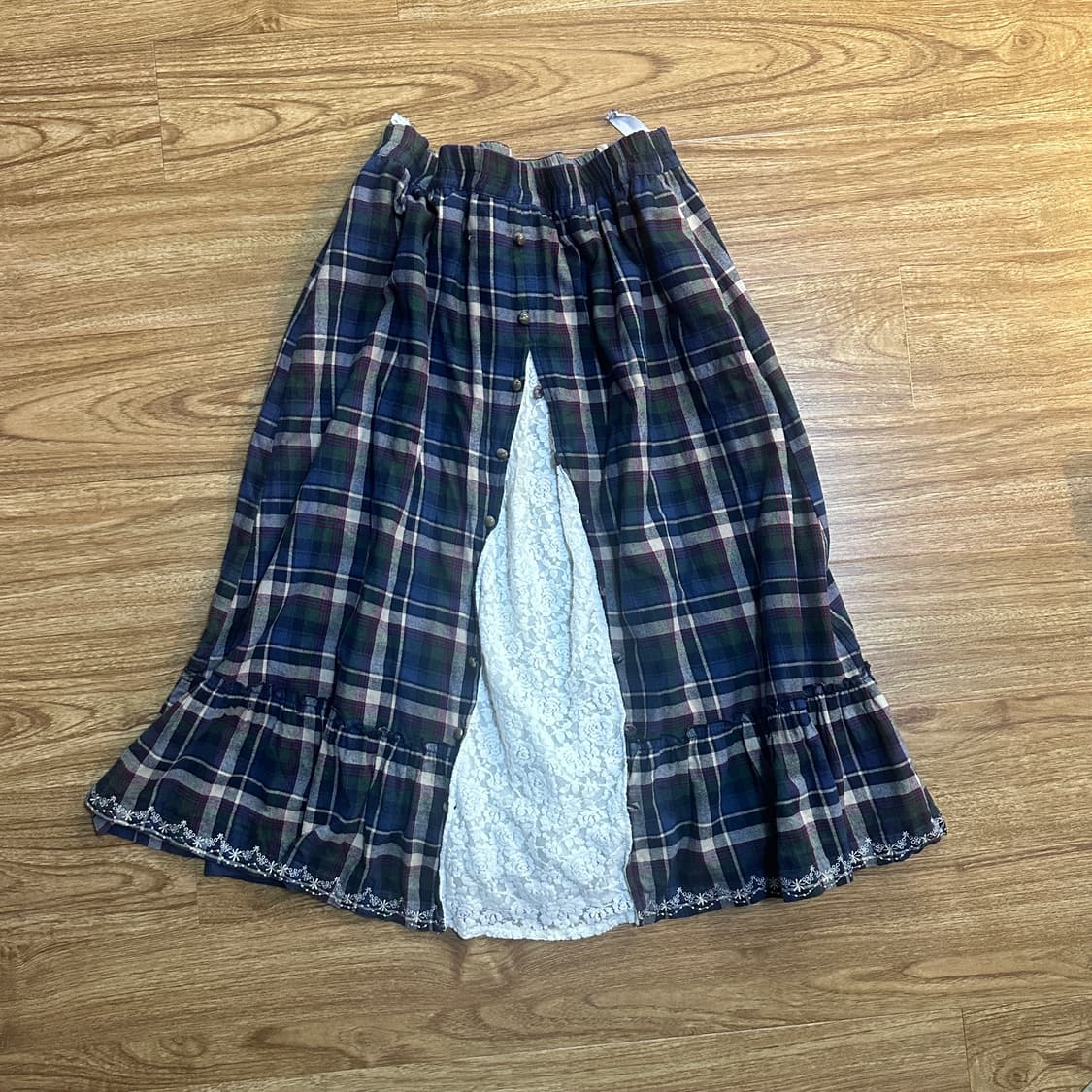 빈티지 체크 레이스 단추 스커크 치마 히메갸르 로걀 모리걸 긱시크 페어리 상품이미지1