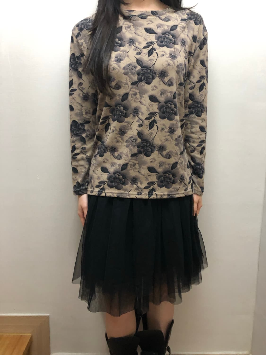 빈티지 브라운 오리엔탈 플라워 탑 상품이미지3