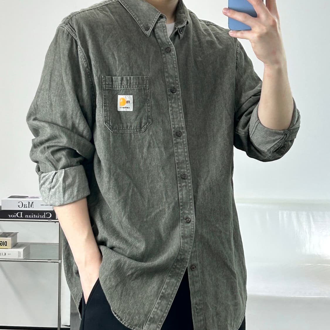 칼하트 워싱 그레이 버튼다운 셔츠 L  상품이미지1