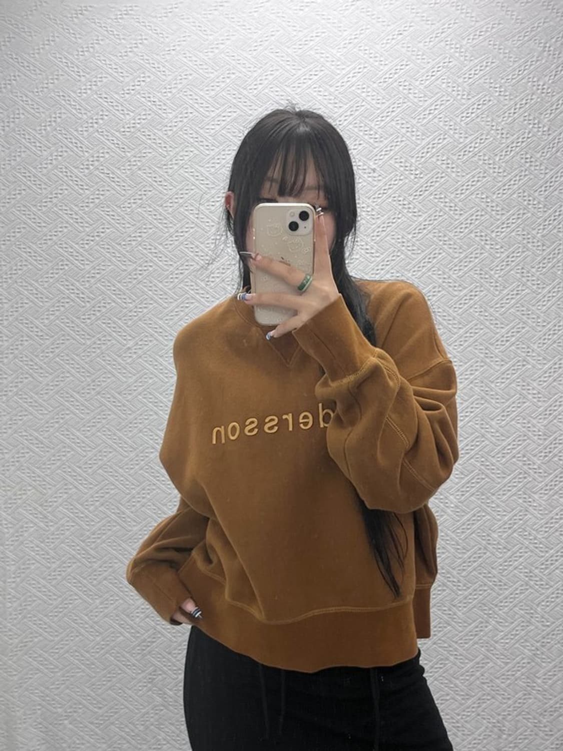 앤더슨벨 모던 캐주얼 폭닥브라운 빅로고 기모 맨투맨 L C07842 상품이미지1