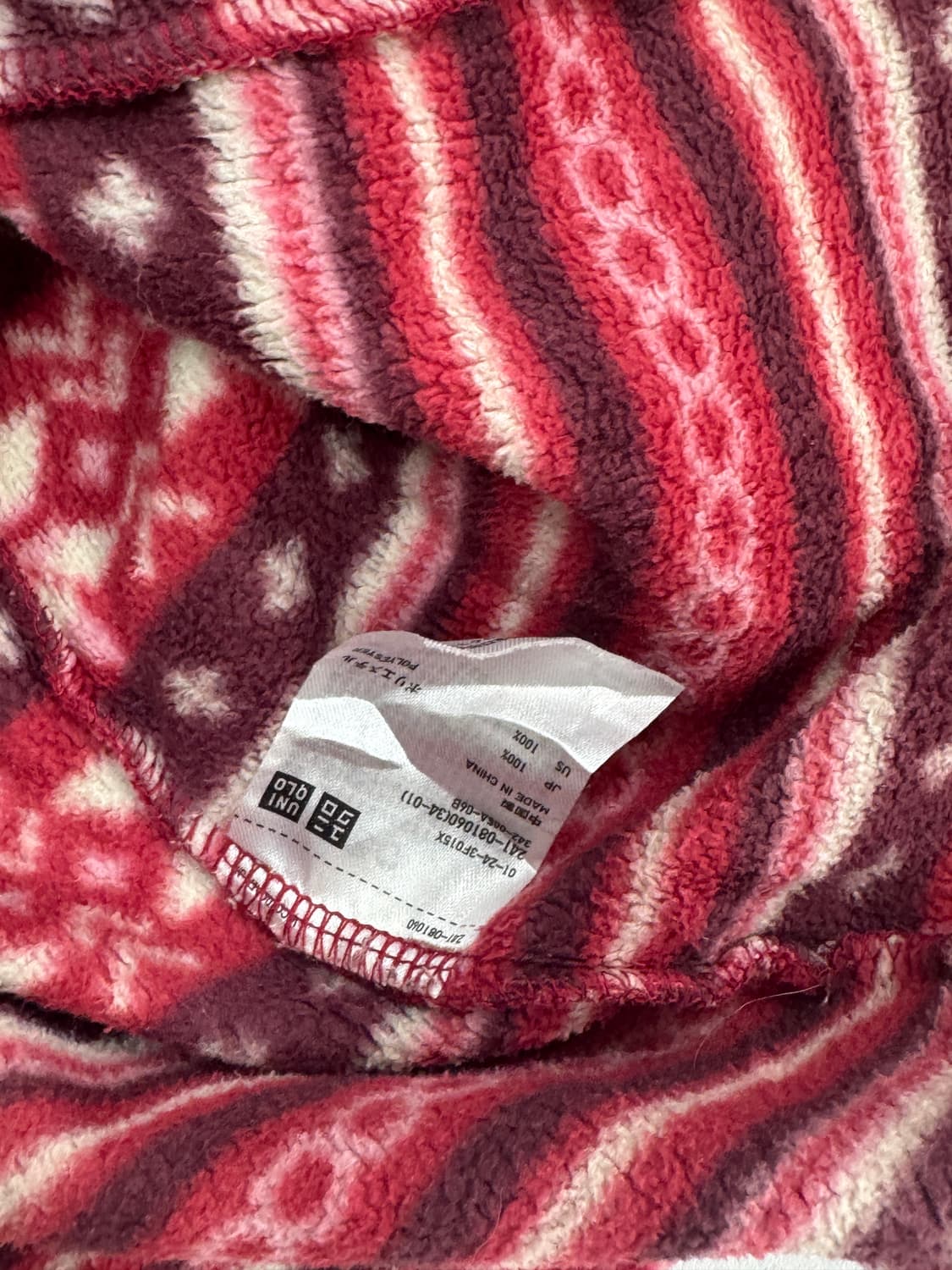 재팬 유니클로 노르틱 레드 패턴 후리스 플리스집업 겨울 그런지 에스닉 상품이미지4