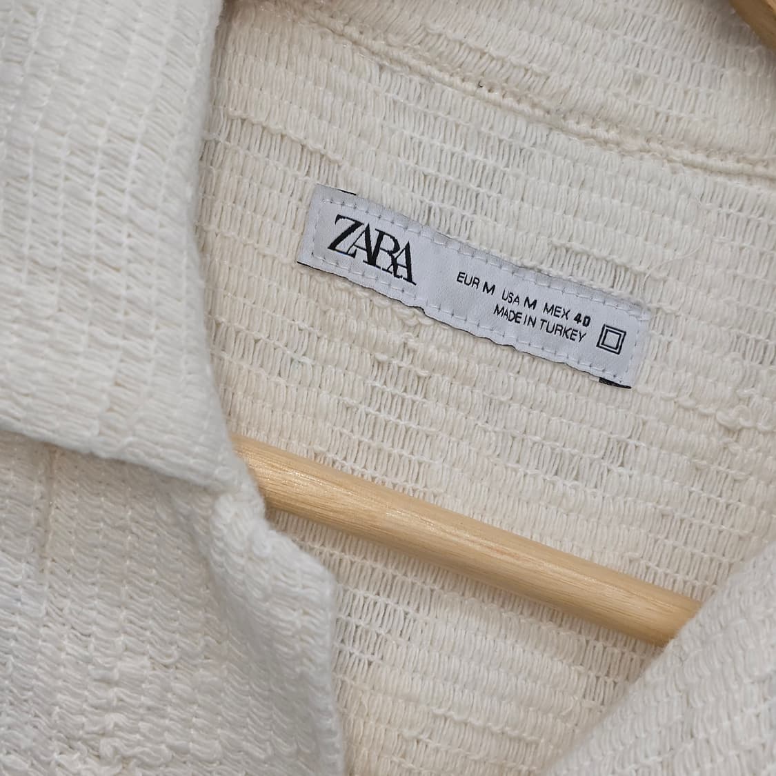 자라 아이보리 반팔 텍스처 셔츠 [D30457] 상품이미지2