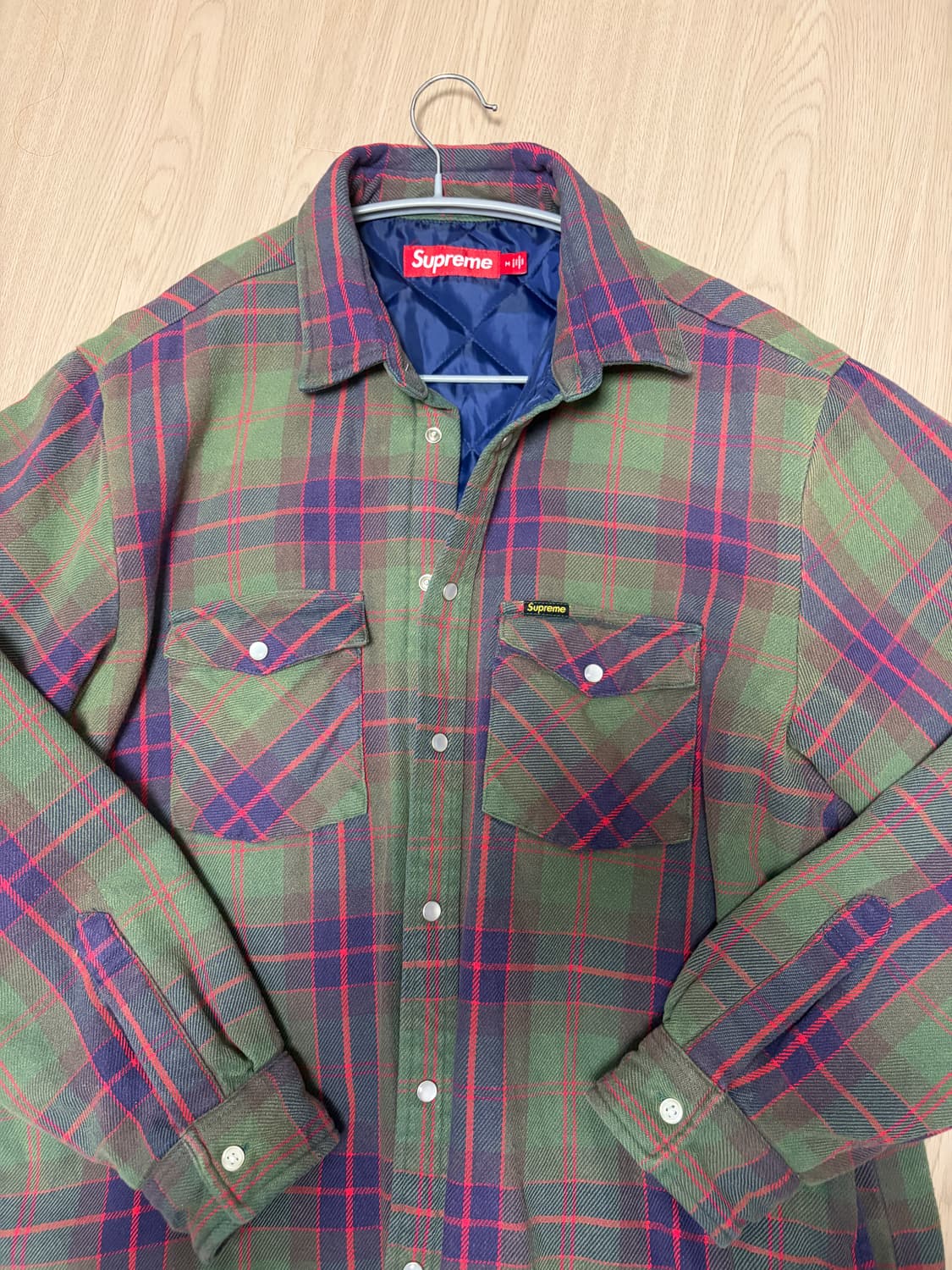 슈프림 퀼티드 플란넬 스냅셔츠 그린m 24ss 상품이미지2