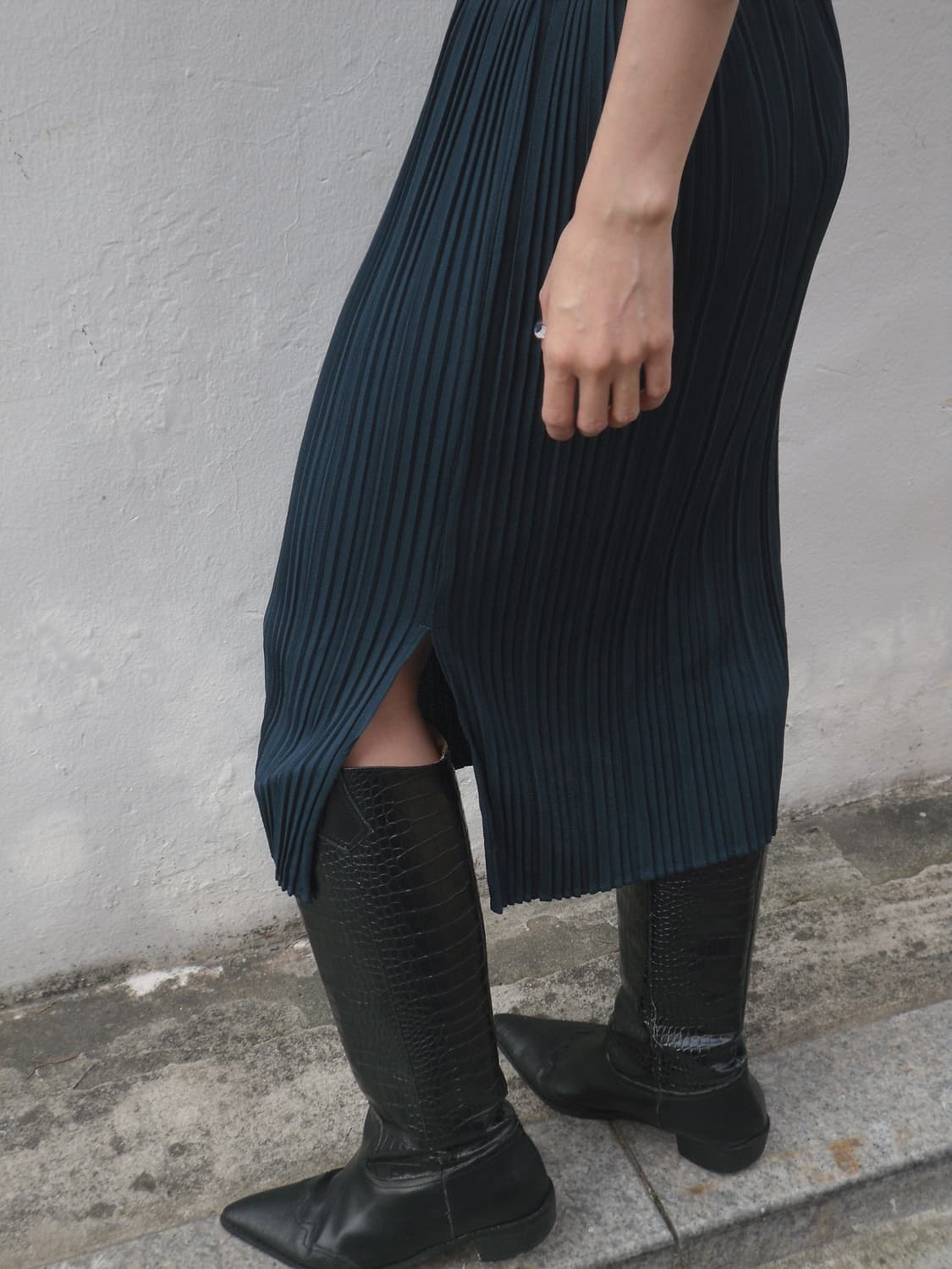 Navy pleats one-piece 상품이미지4