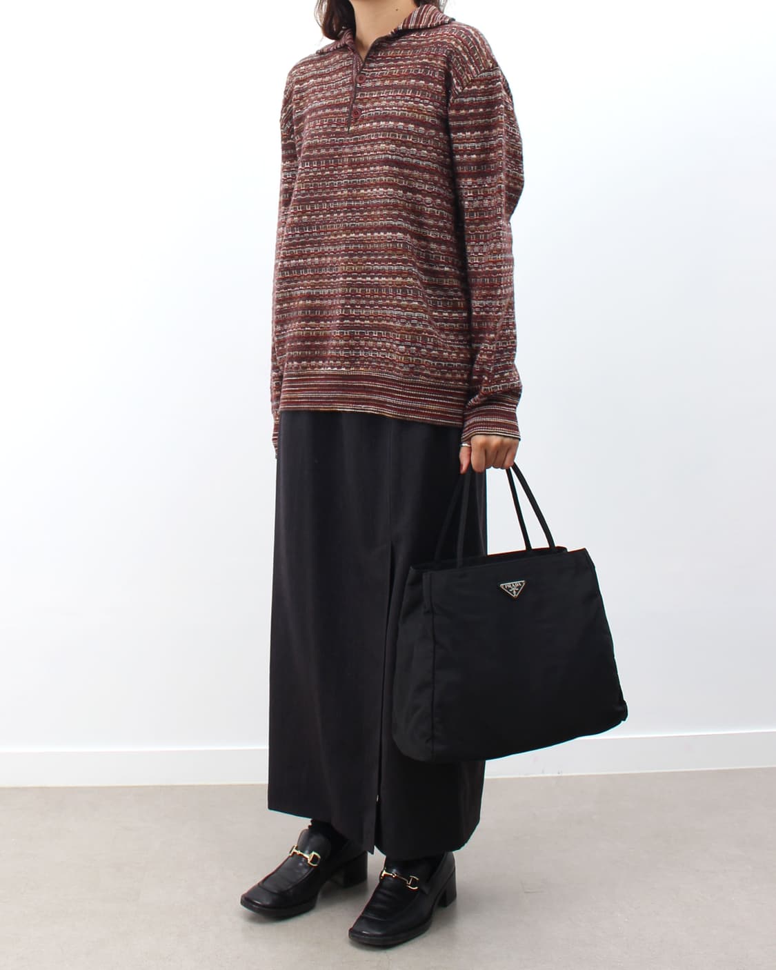 미쏘니 스포츠 빈티지 울 패턴 짜임 카라 니트 상품이미지10