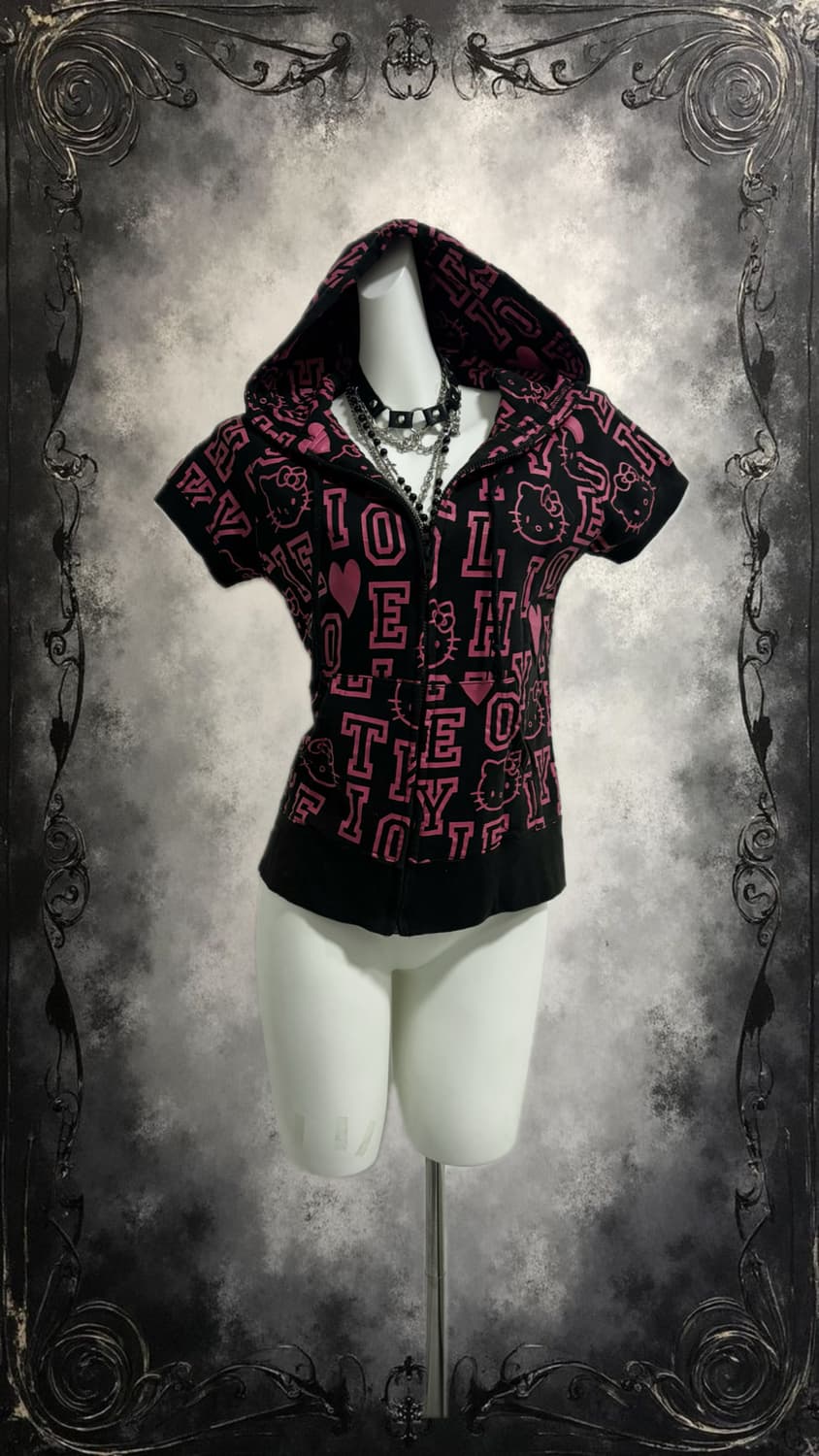 Hello Kitty Short-Sleeved Hooded Zip-Up 상품이미지1