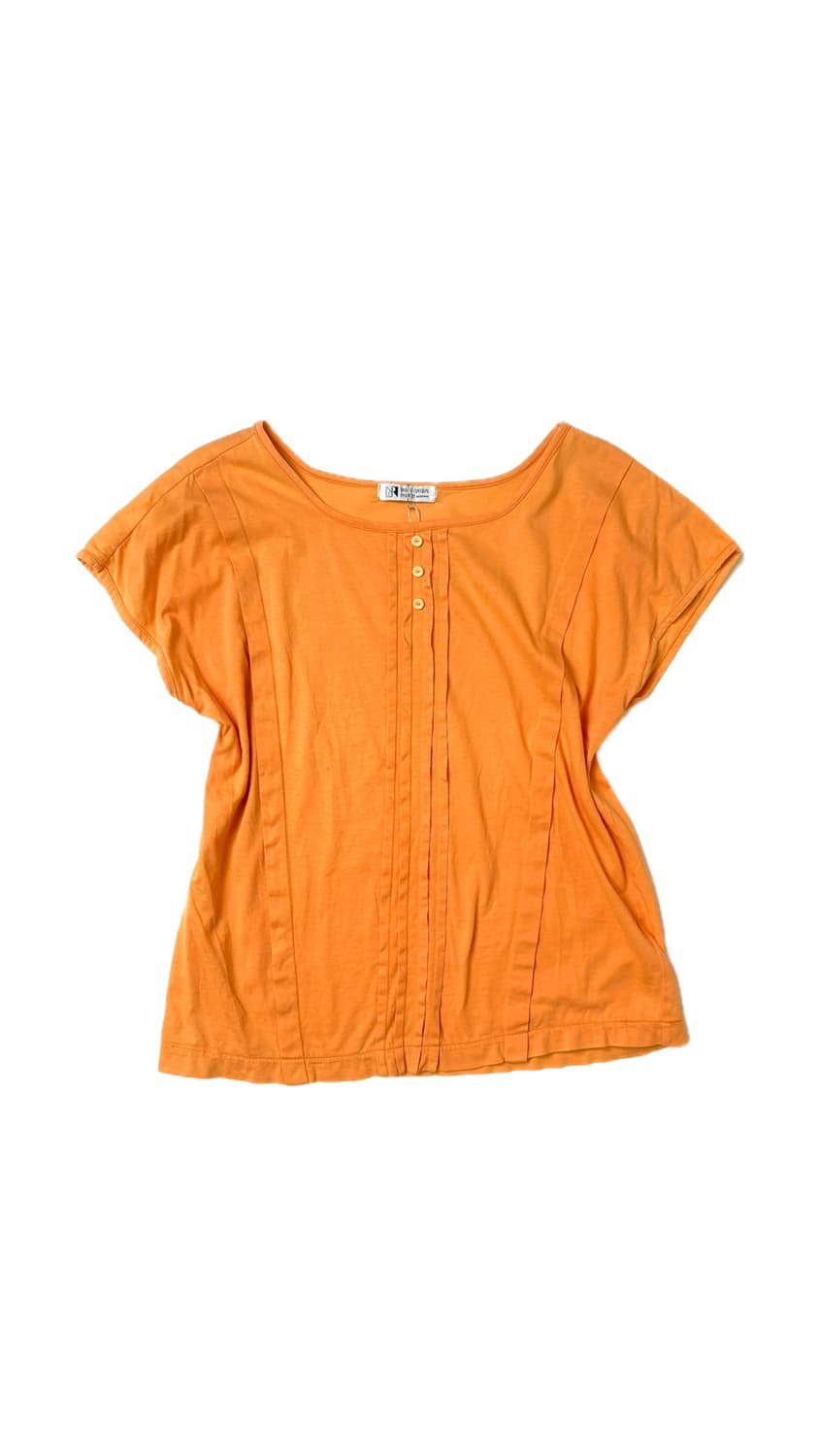 Pintuck Henley Neck Orange Tee 상품이미지1
