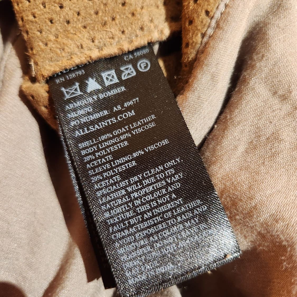 올세인츠 염소가죽 스웨이드 봄버 자켓 M 상품이미지4