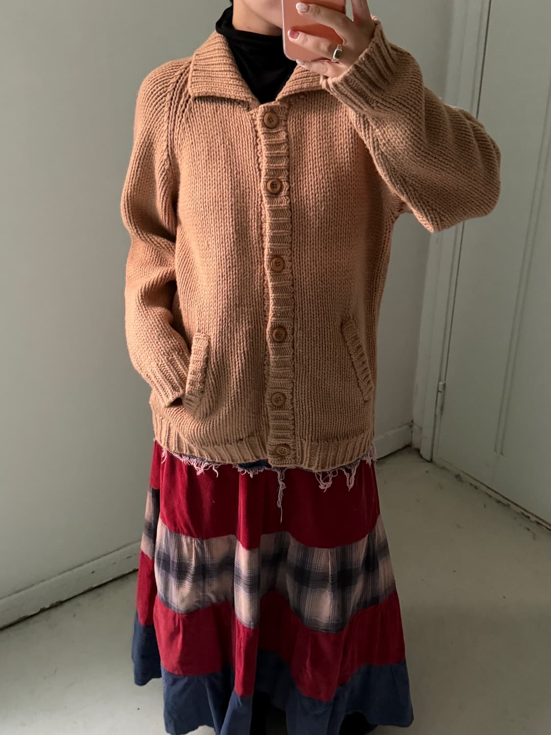 일본빈티지 숄카라 브라운 울 스웨터니트 상품이미지2