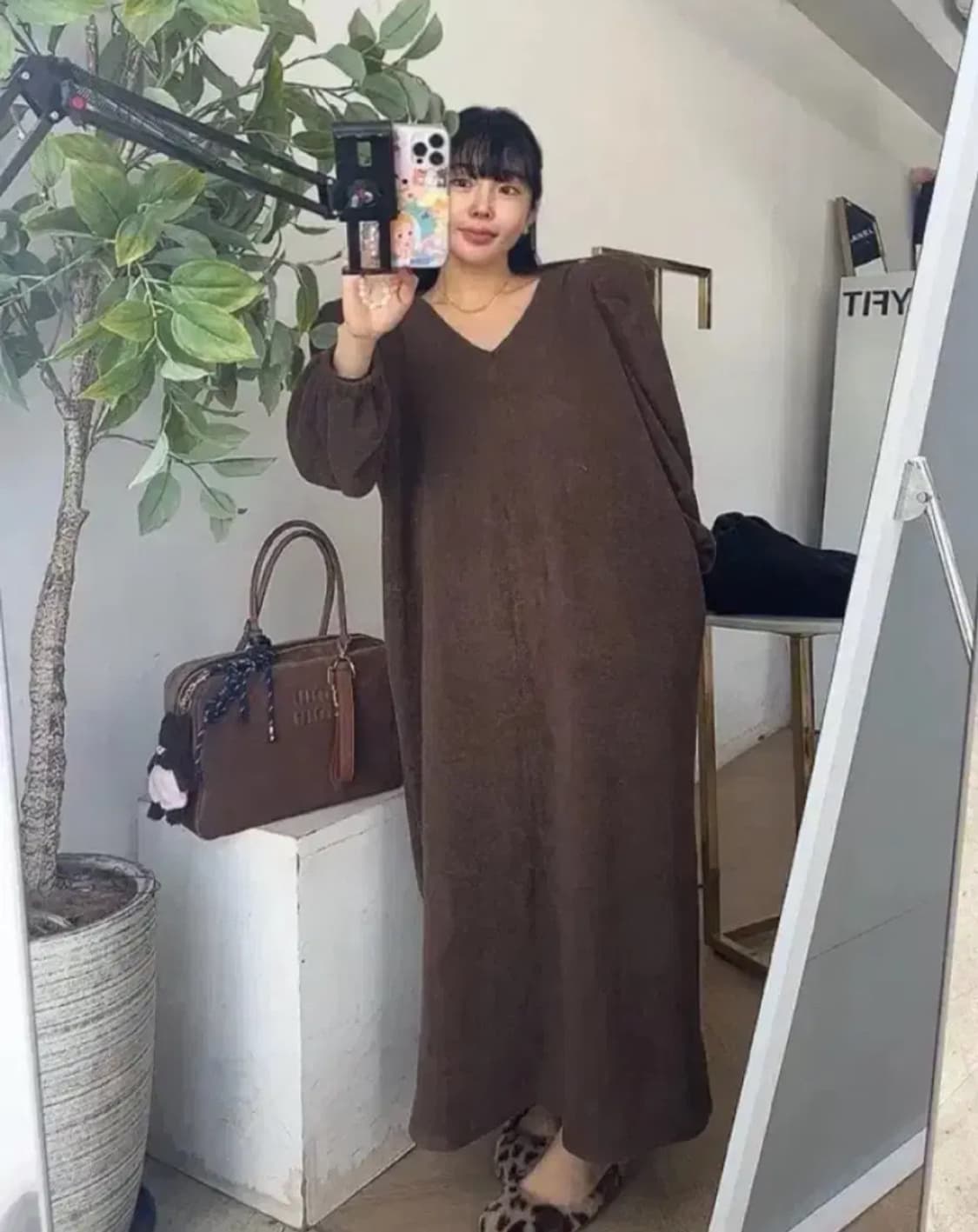 [새상품] 블랙바비 어텀 퍼프 기모 롱원피스 상품이미지3