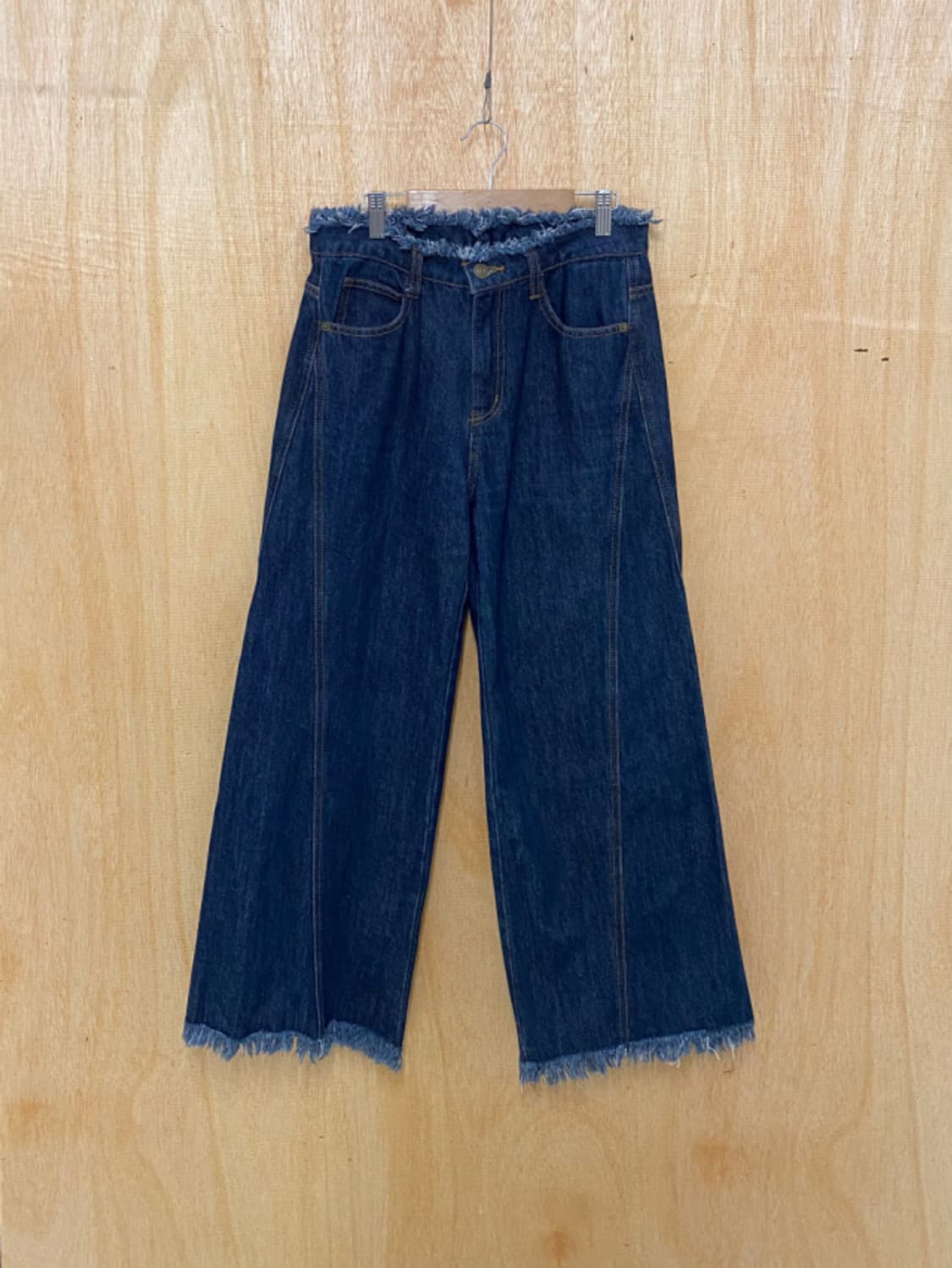 BEAMS cut-off wide denim pants 빔즈 컷오프 데님 상품이미지5
