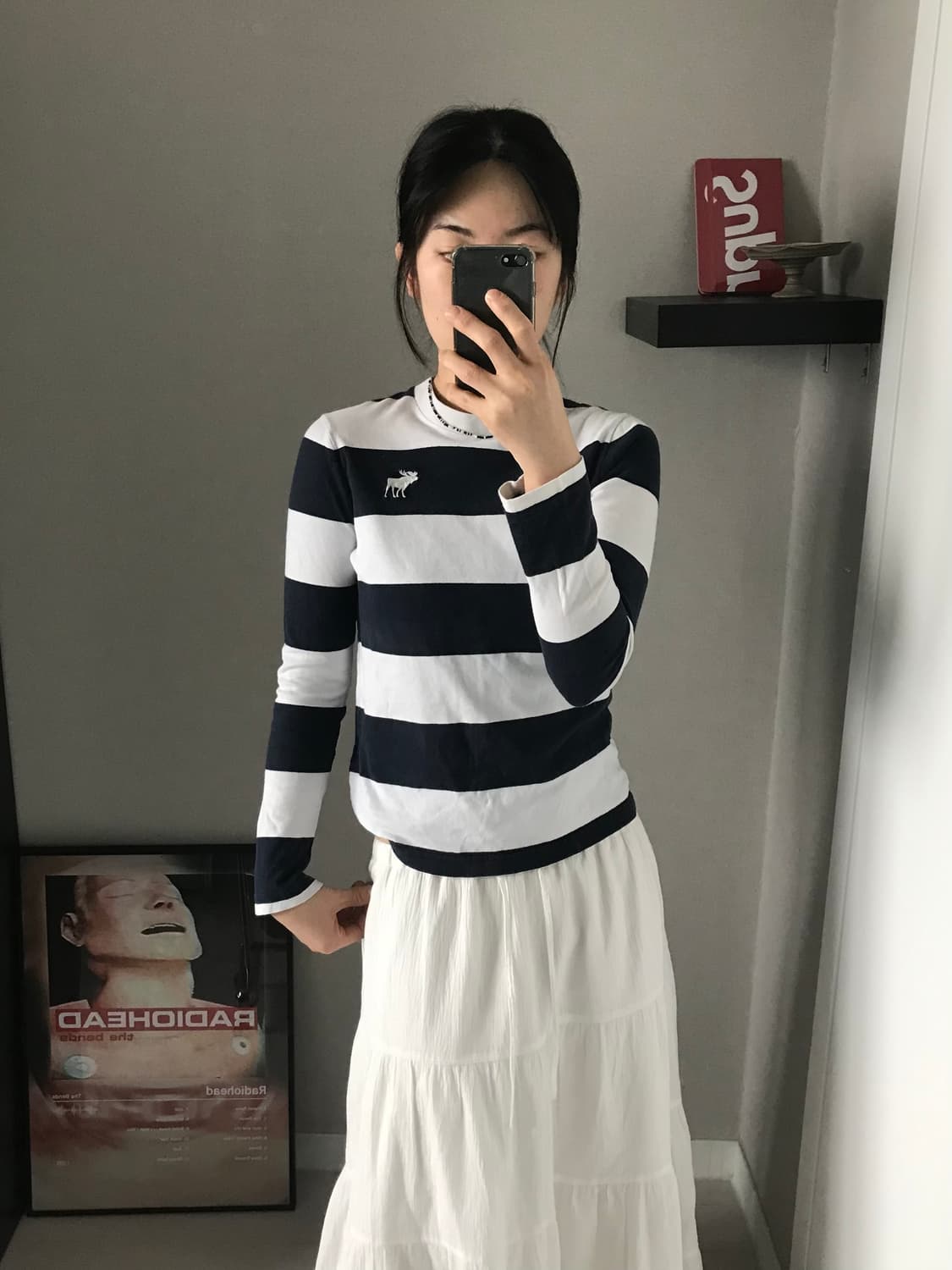 아베크롬비 산양 로고 단가라 긴팔 슬리브티 상품이미지4