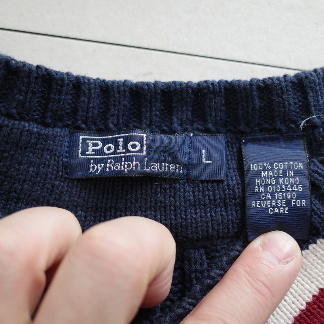 90s 폴로 랄프로렌 빈티지 크리켓 케이블 브이넥 니트 L 상품이미지3