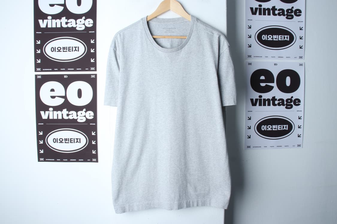 (L-2XL) 올세인츠 반팔 티셔츠 오버사이즈 그레이 무지-H32864 상품이미지2