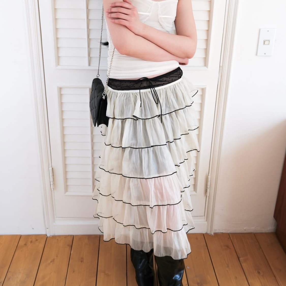 Noir Tiered Skirt *Cream 상품이미지2
