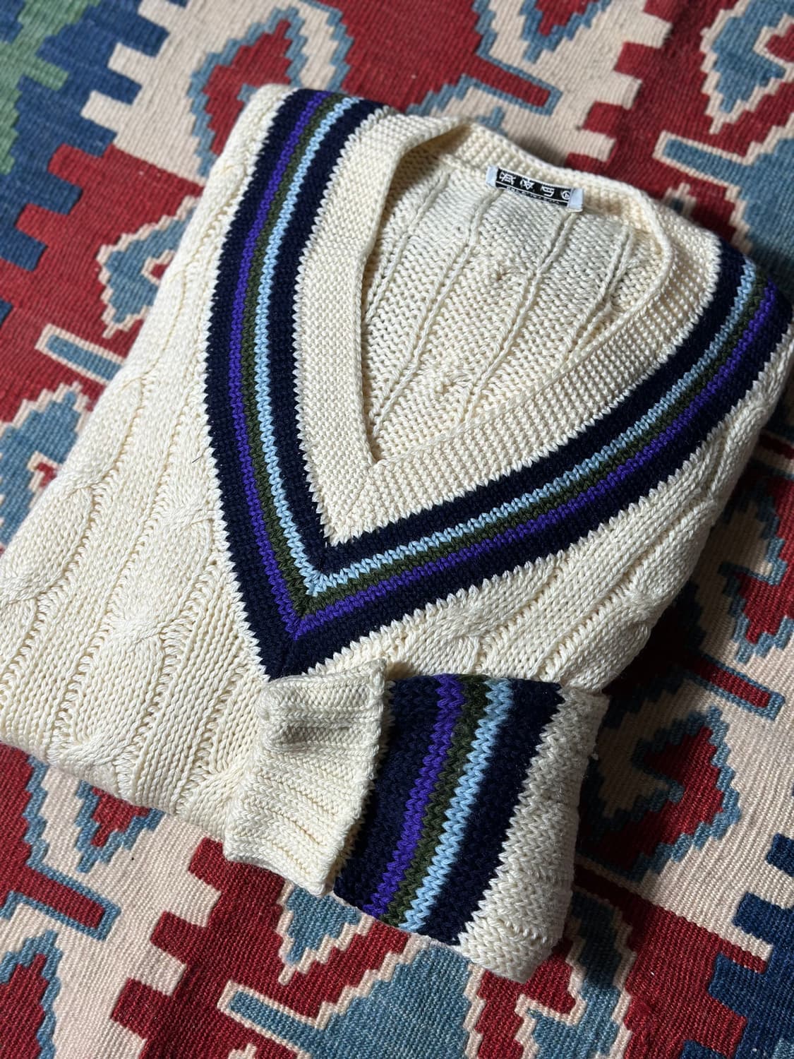 60s Vintage 브이넥 피셔맨 스웨터 상품이미지1