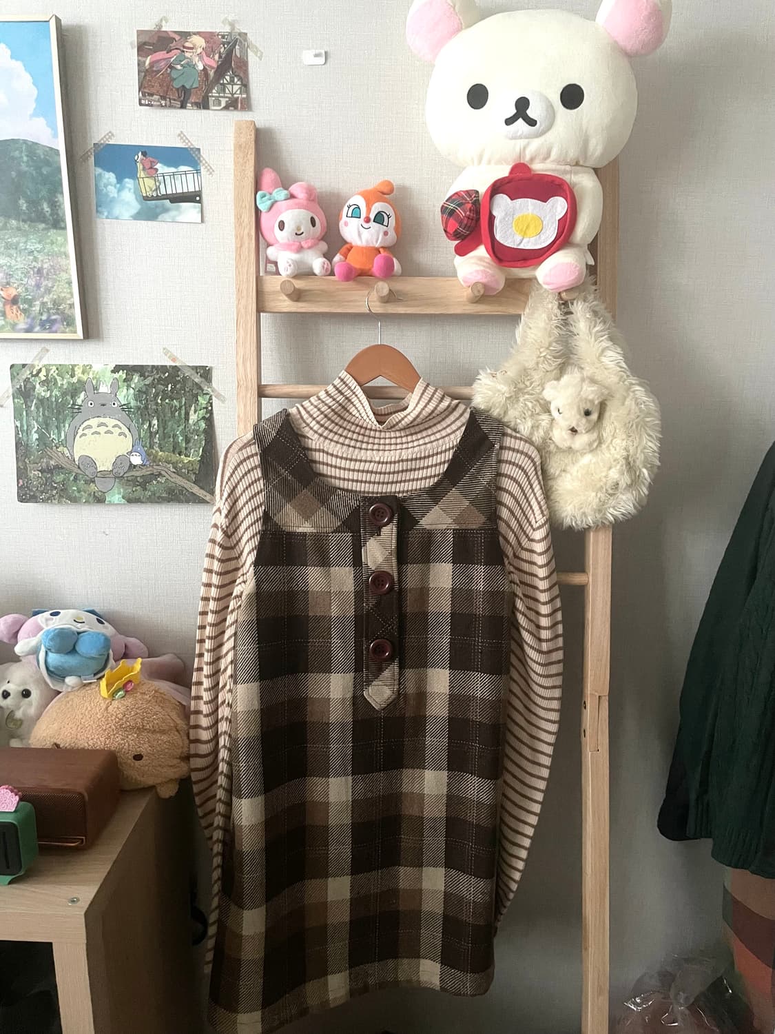 모리걸 빈티지 나나미깔 체크 원피스 set 🤎💛 상품이미지3