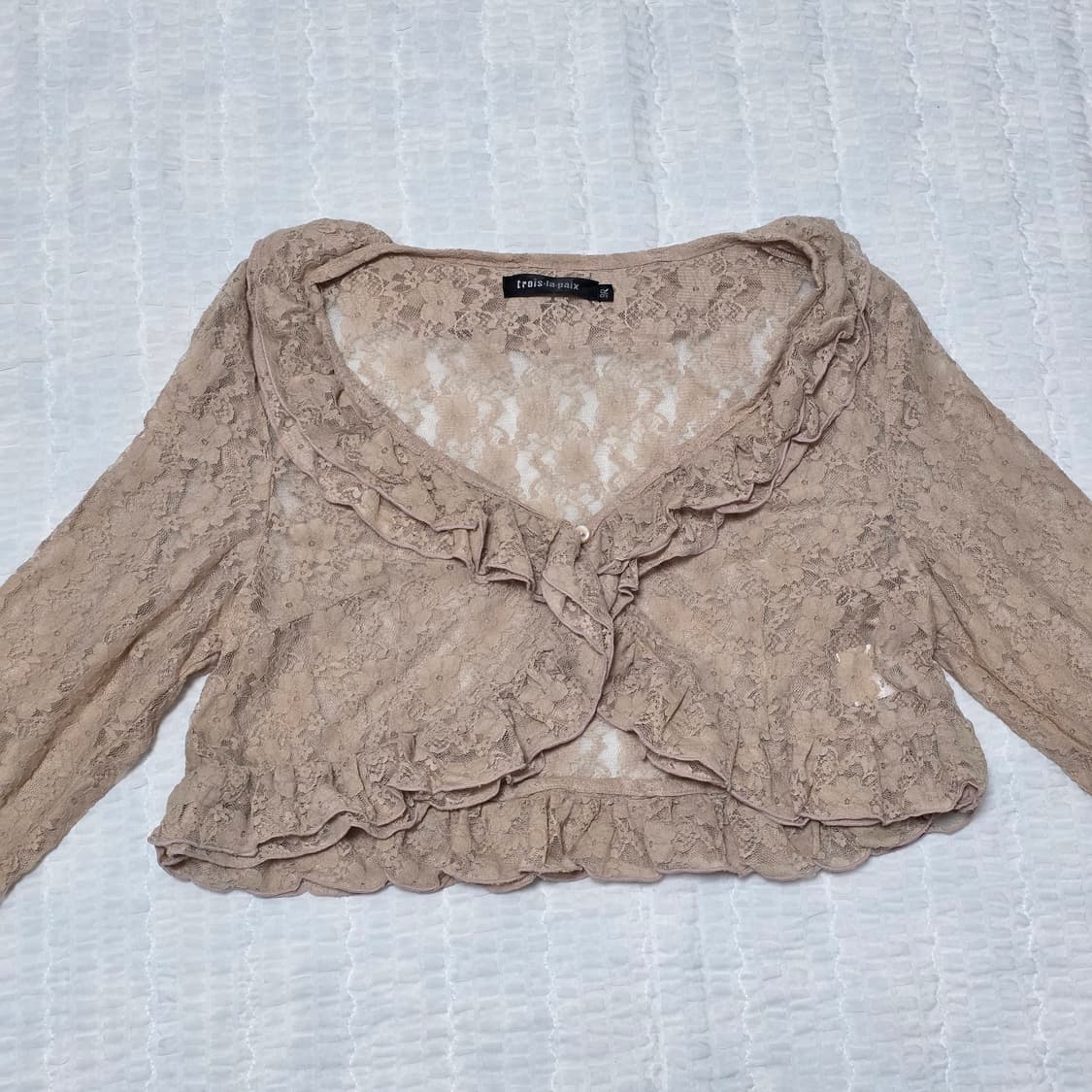 히메라떼갸루 모리걸 레이스 프릴 시스루 플라워 엑팜깔 캉캉로맨틱 가디건 상품이미지3