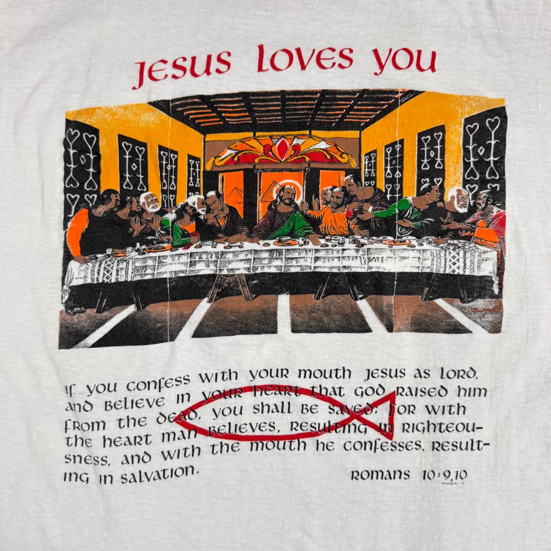 빈티지 90s 최후의 만찬 Jesus Love You 아트 티셔츠 상품이미지3