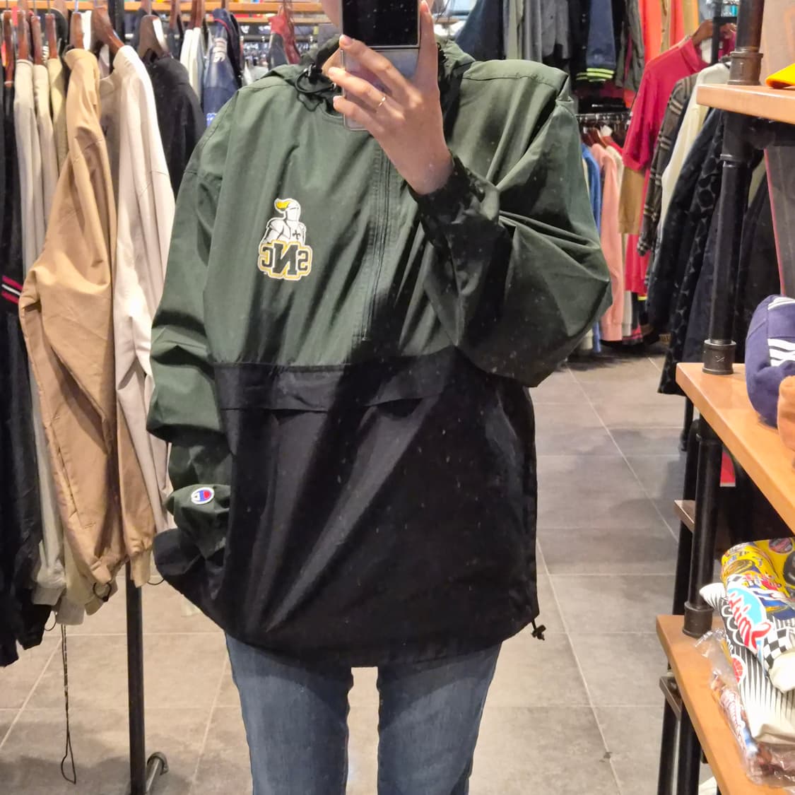 [NO.9] 챔피온 반집업 바람막이 다크그린&블랙 상품이미지3