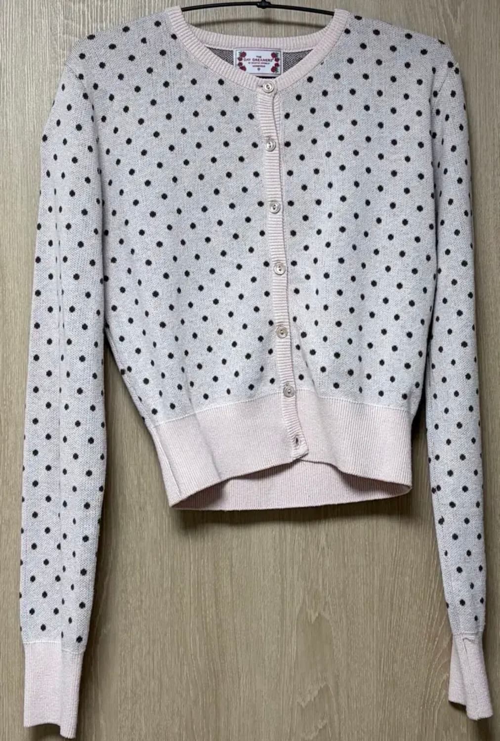 스컬프터 도트 가디건 핑크브라운 상품이미지1