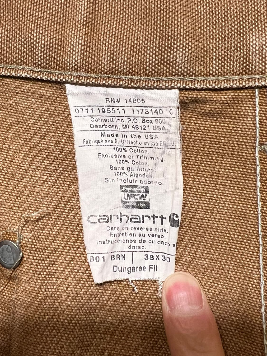 [38x30] 칼하트 B01 BRN 더블니 워크팬츠 메이드 USA 미제 상품이미지10