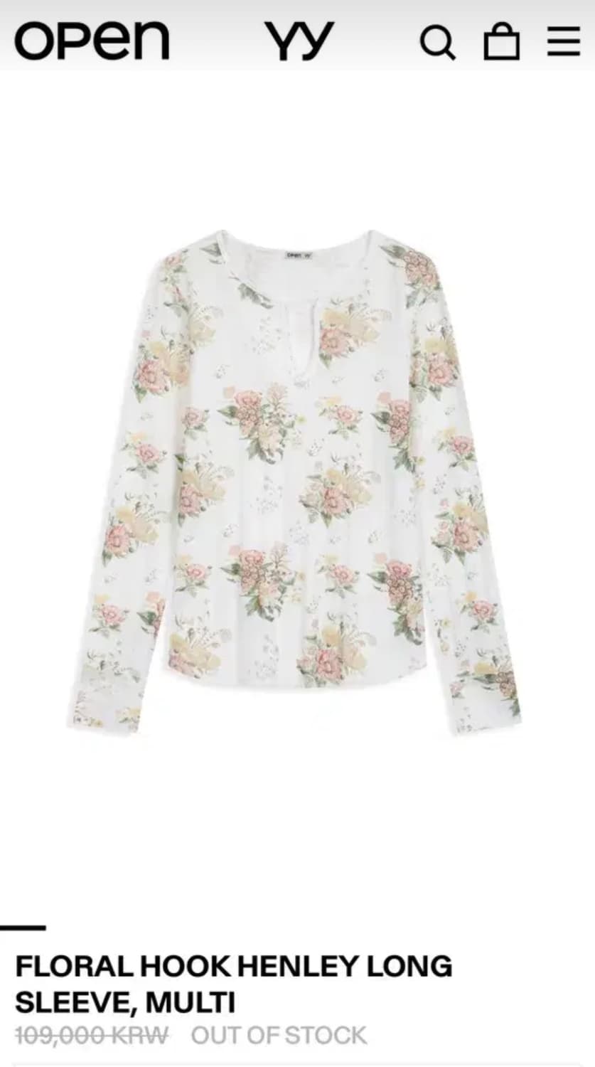 오픈와이와이 FLORAL HOOK HENLEY SLEEVE 상품이미지1