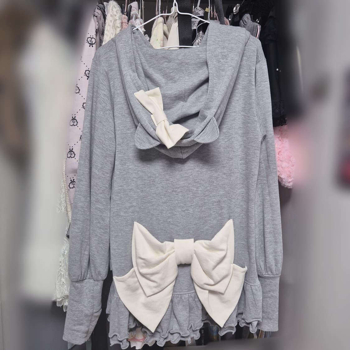 네코미미 리본 후집 후드집업 백리본 핸드워머 히메갸루 갸루 세트 상품이미지1