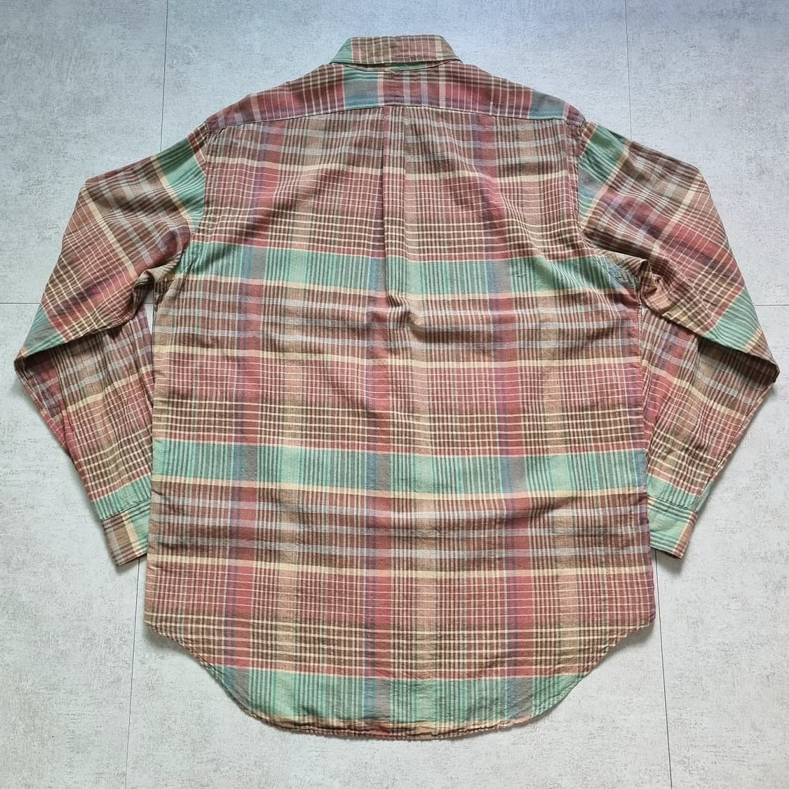 70s USA 폴로 랄프로렌 마드라스 체크 셔츠 L sz 상품이미지9