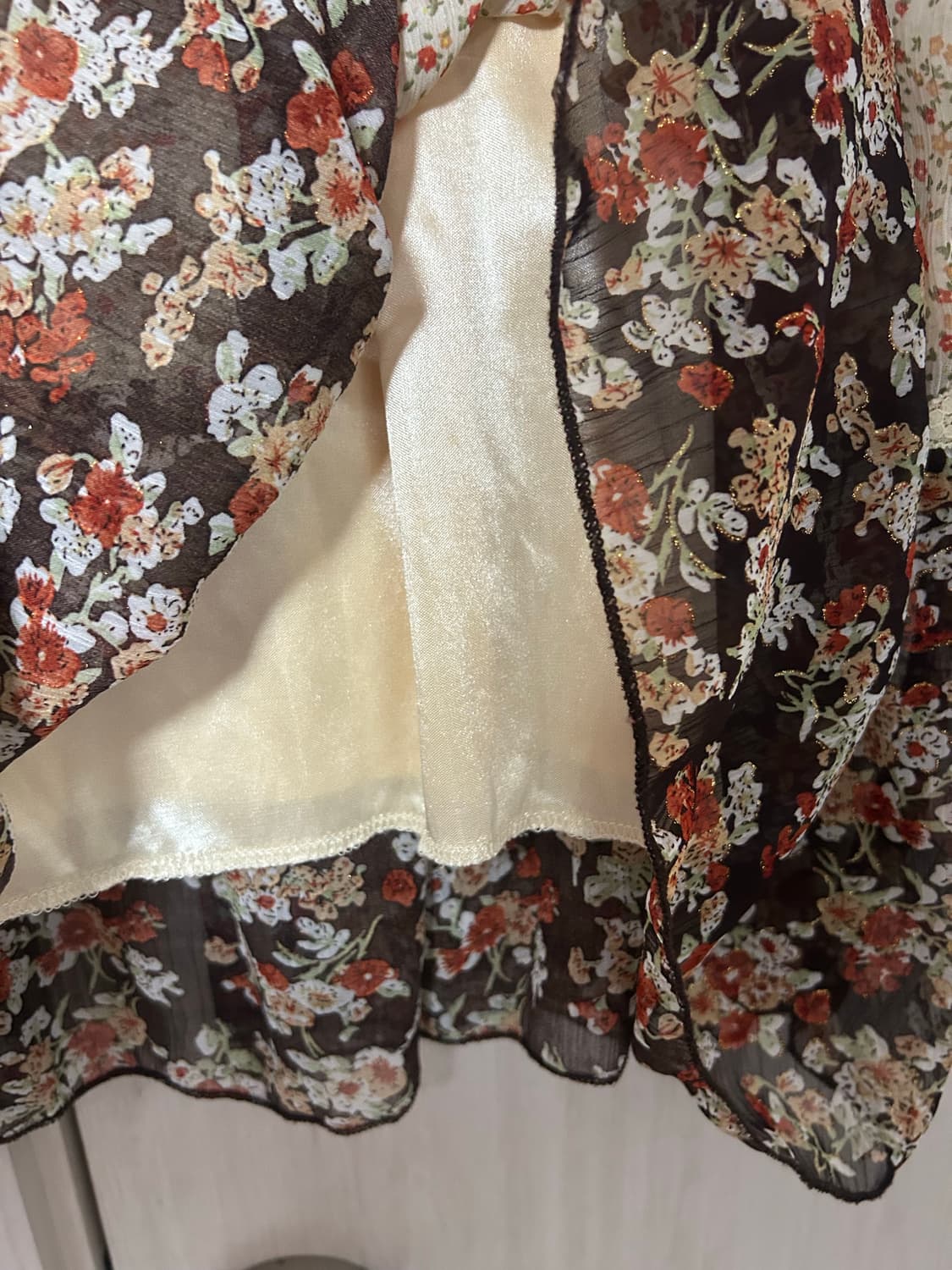 갈색 꽃무늬 빈티지 치마 상품이미지4