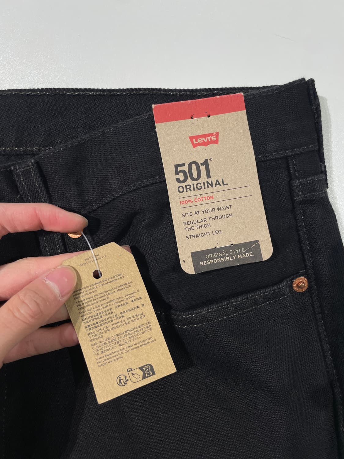 리바이스 501 레드탭 블랙 버튼 플라이 데님 팬츠 상품이미지8