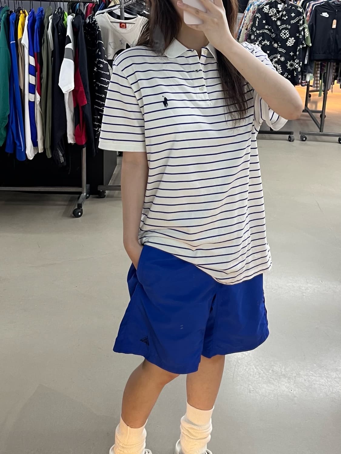 폴로 스트라이프 카라티 나이키 acg 버뮤다 코디세트 상품이미지1