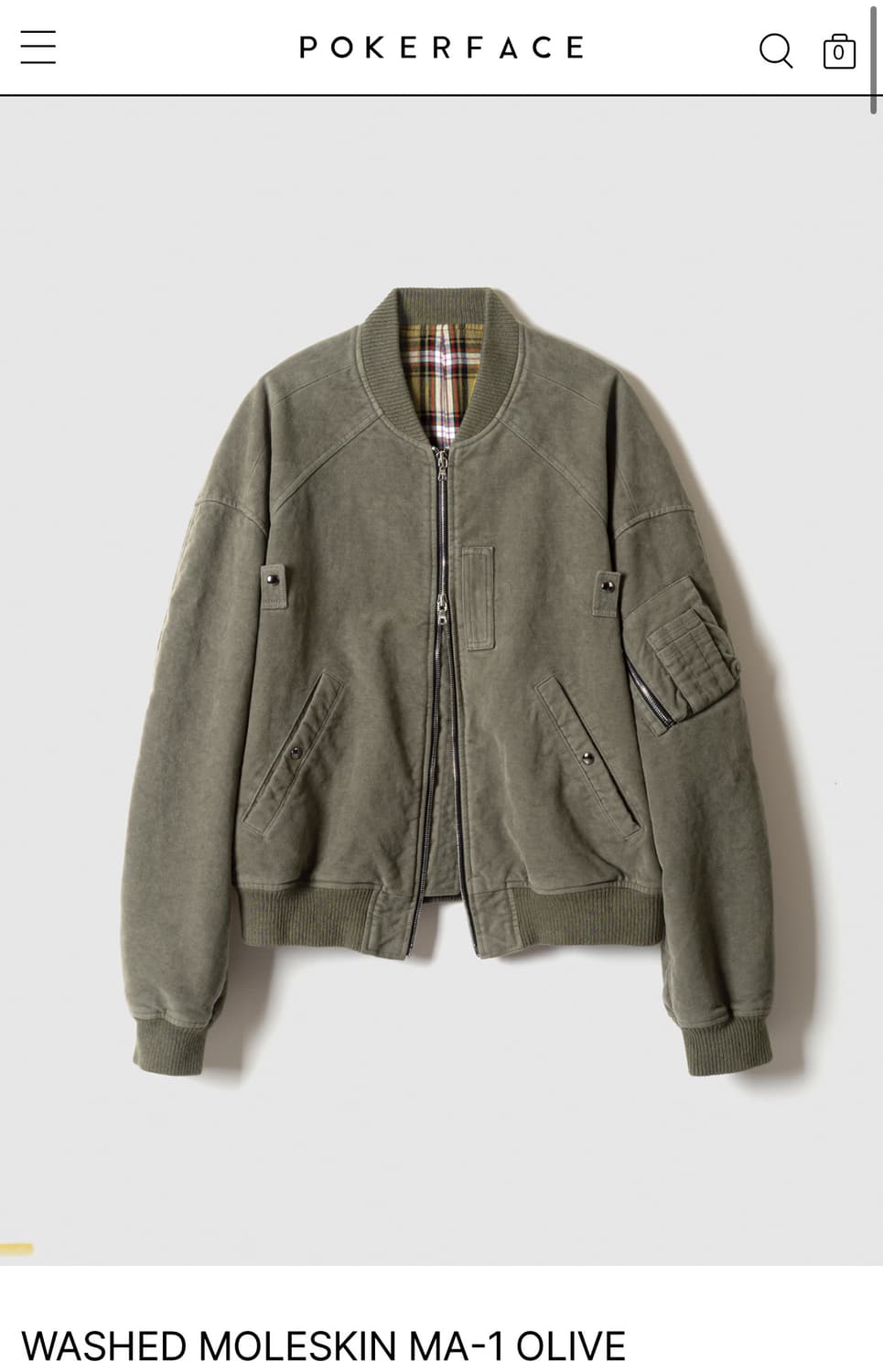 포커페이스 워시드 몰 스킨 ma-1 48 사이즈 상품이미지1