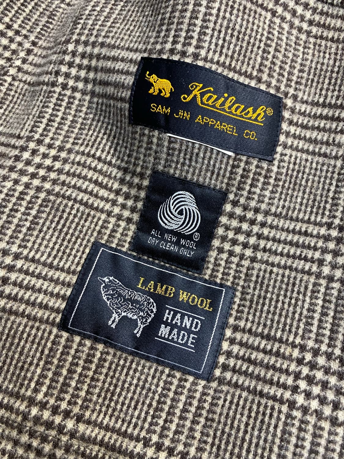 [L] 90s Vintage 빈티지 체크 칼라 램스울 코트 상품이미지7