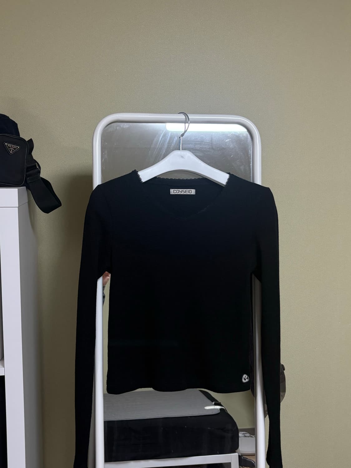 코이세이오 레이스 와플 롱슬리브 블랙 상품이미지2