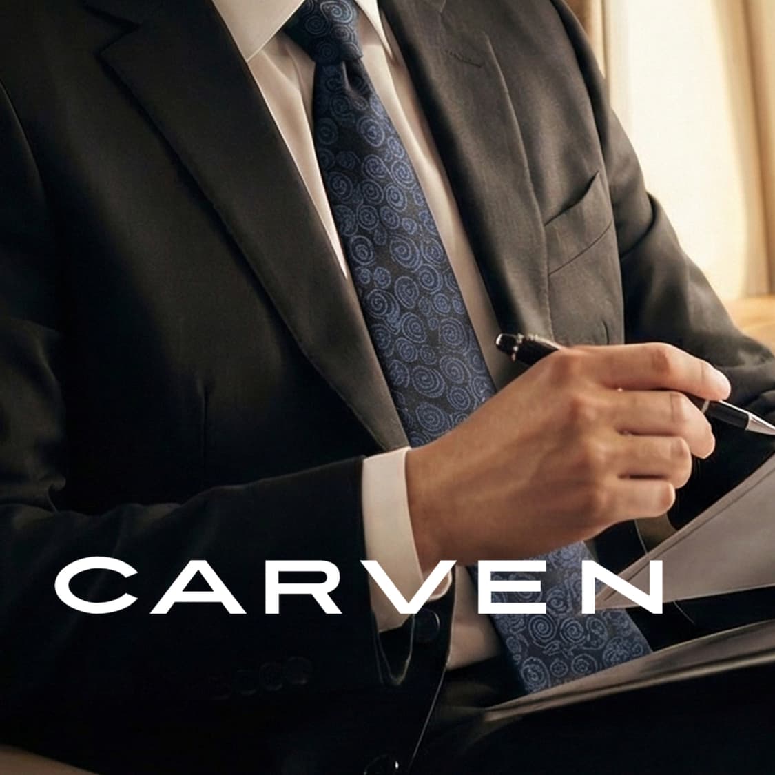 까르뱅 실크 네이비 소용돌이 자카드 넥타이 9.4cm A+등급 K2106 상품이미지1