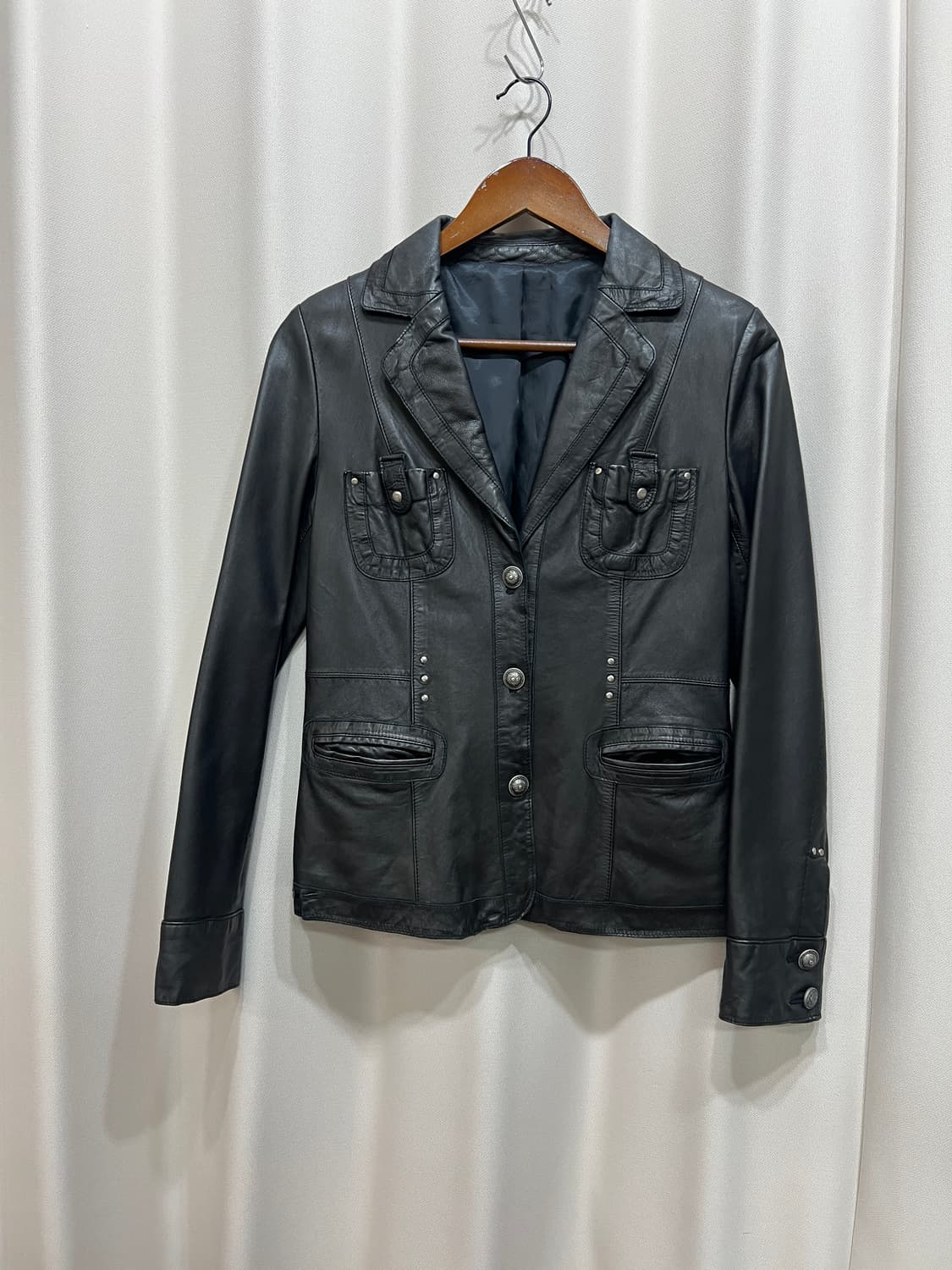 빈티지 여성 멀티포켓 가죽 블레이저 자켓 상품이미지2