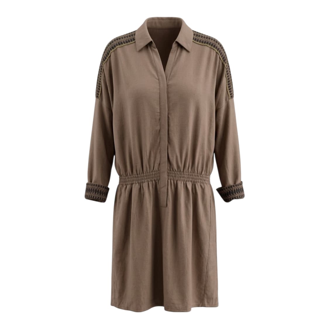 🌿체형커버 | 나이스클랍 브라운 밴딩 미디 원피스 55~66 | 봄코디 상품이미지1