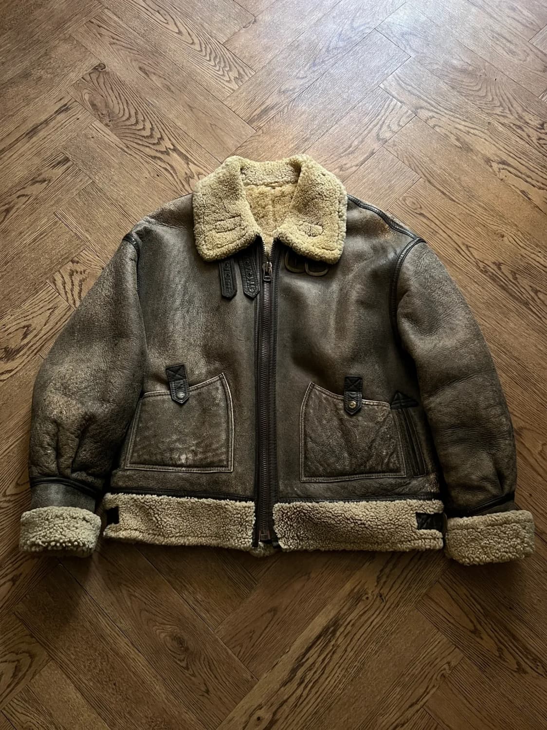 [L]90's USA 빈티지 리얼레더 B-3 무스탕 자켓 상품이미지1