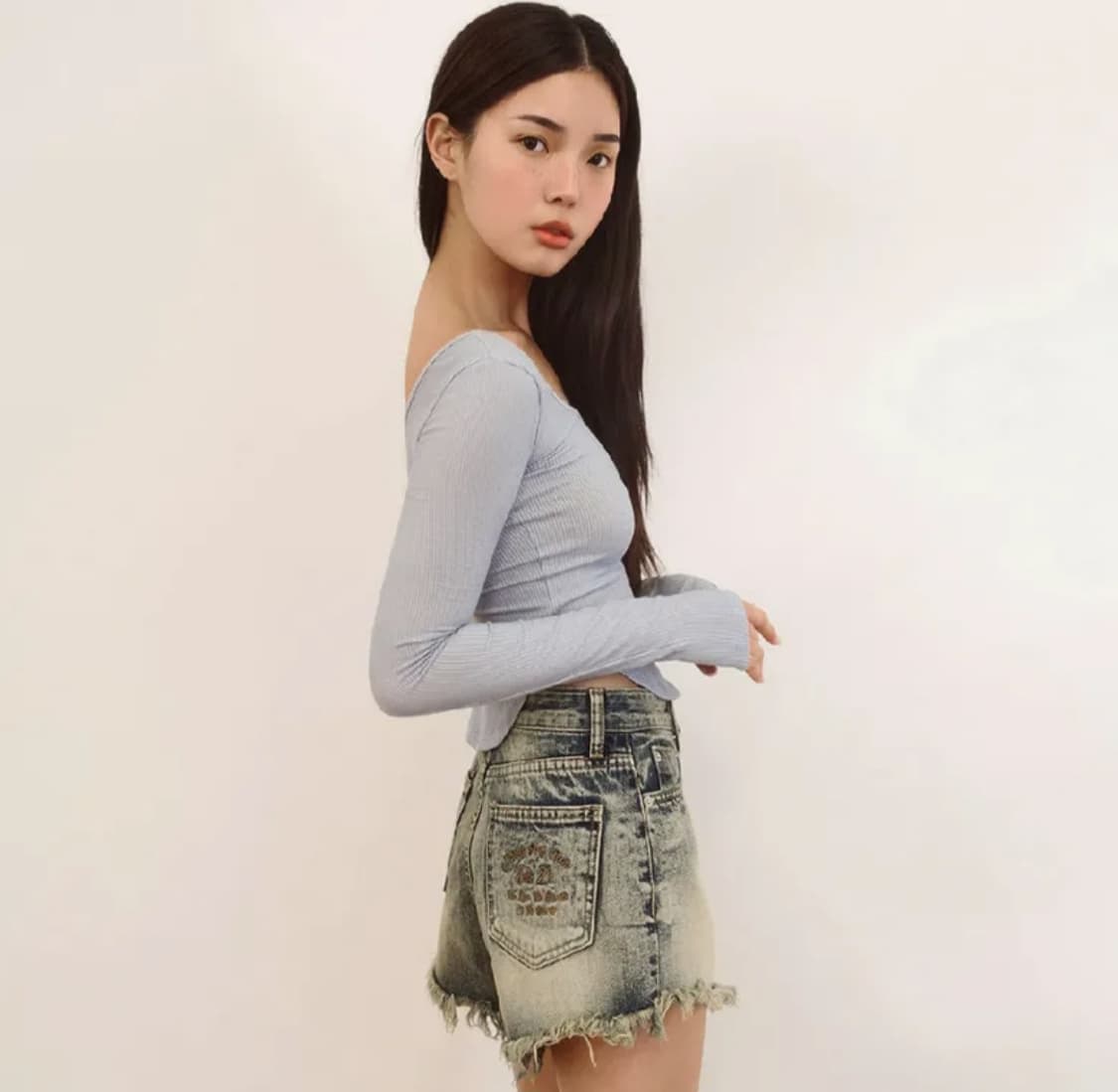 네이키드서프클럽 레터링 데님 숏팬츠 상품이미지5
