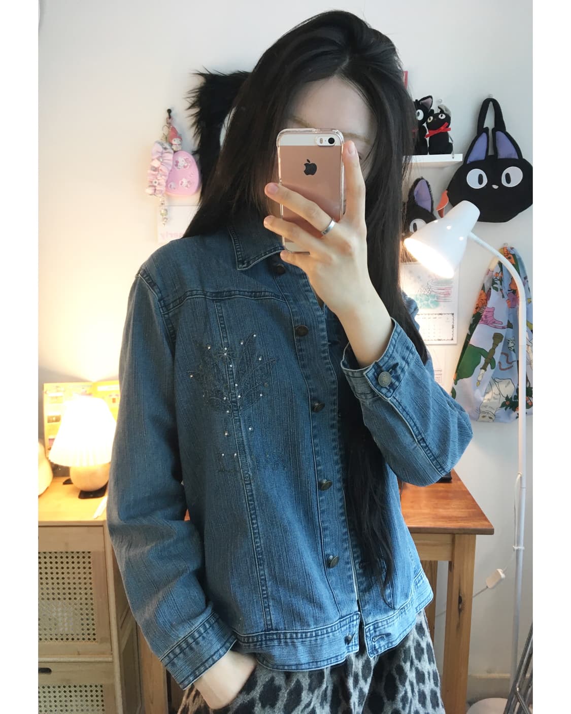 vintage cubic flower denim jacket blue 상품이미지2