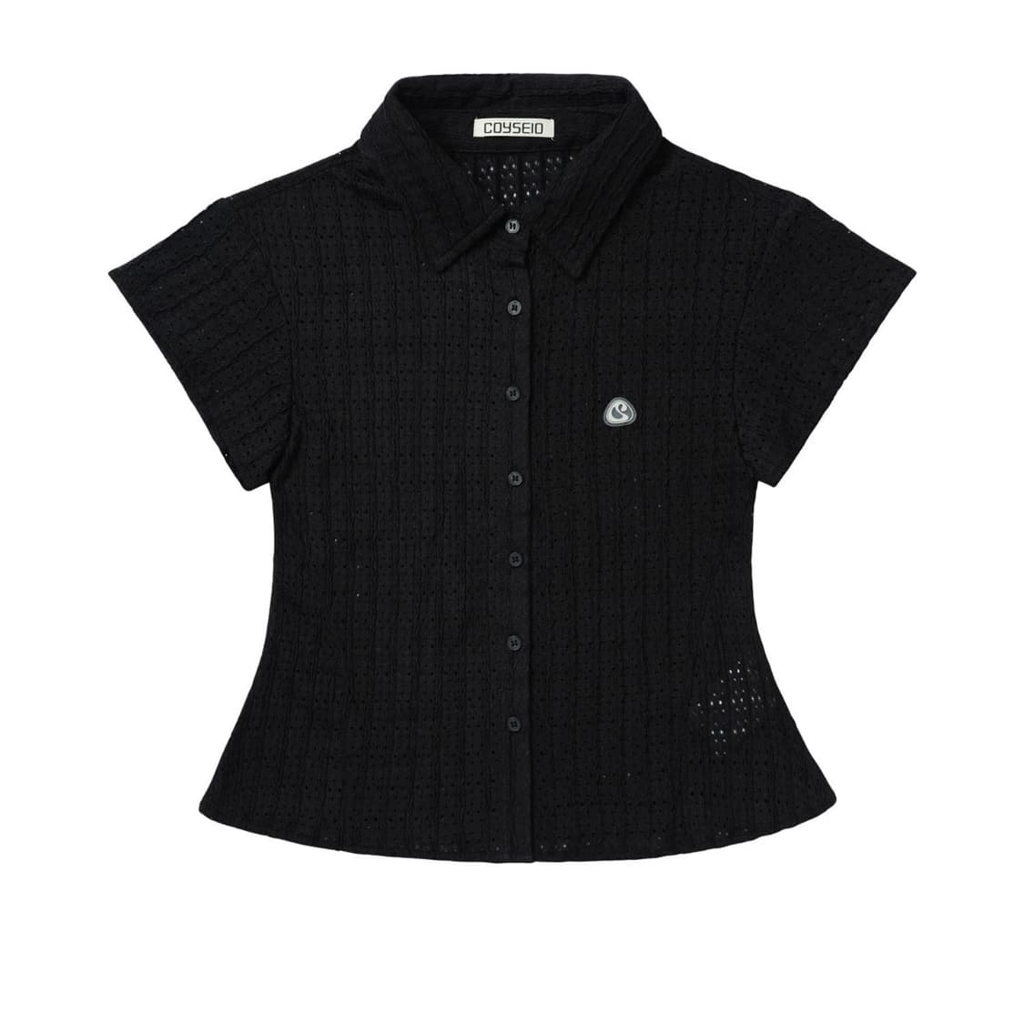 코이세이오 레이스 하프 셔츠 블랙 상품이미지1